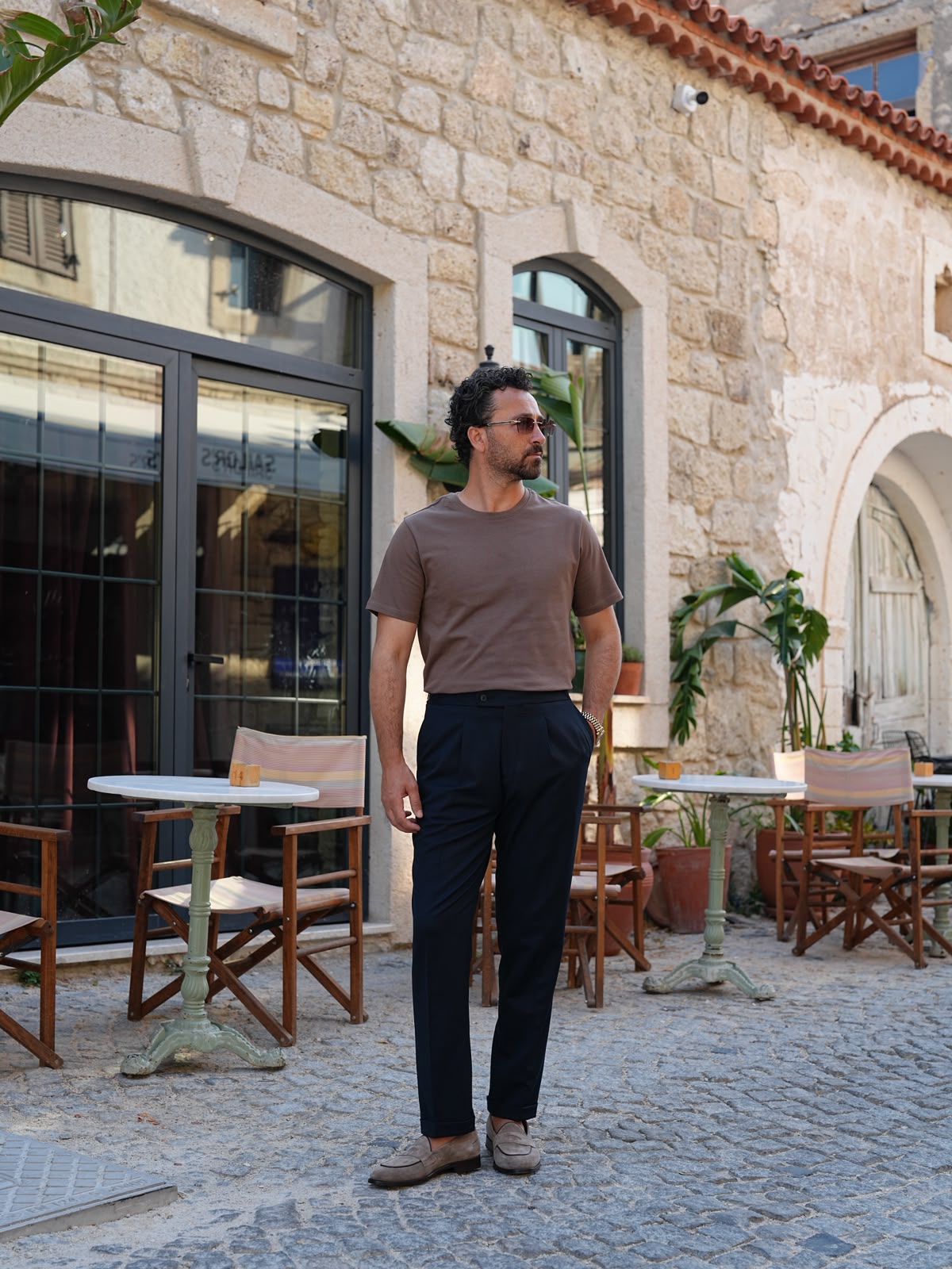 İtalyan Stil Regular Erkek Yüksek Bel Tokalı Pantolon - Lacivert