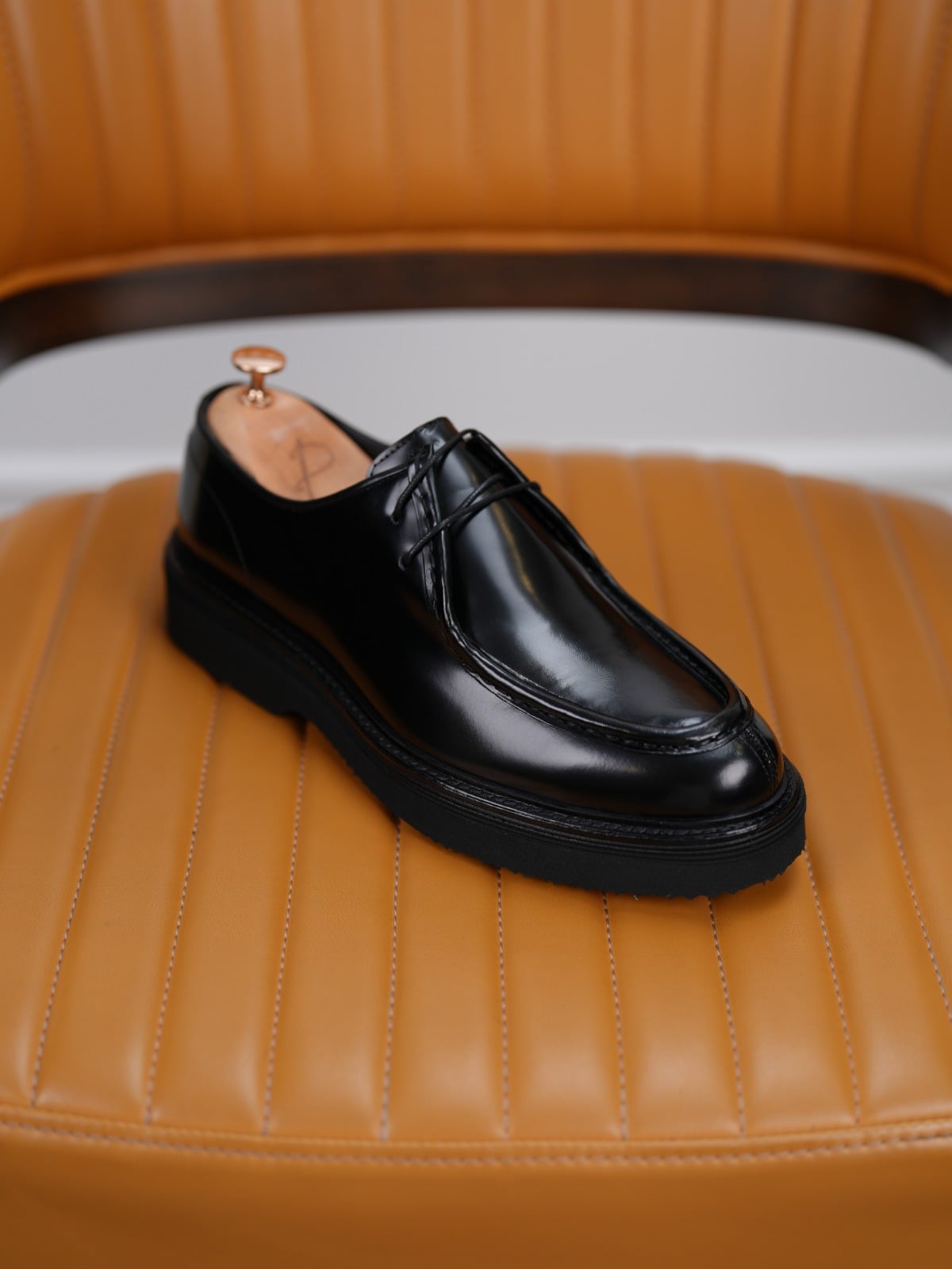 Erkek Premium Spiro Alkol Açma Deri 
Dana İç Astar 
Feta Eva Tabanlı Ayakkabı - Siyah Rugan