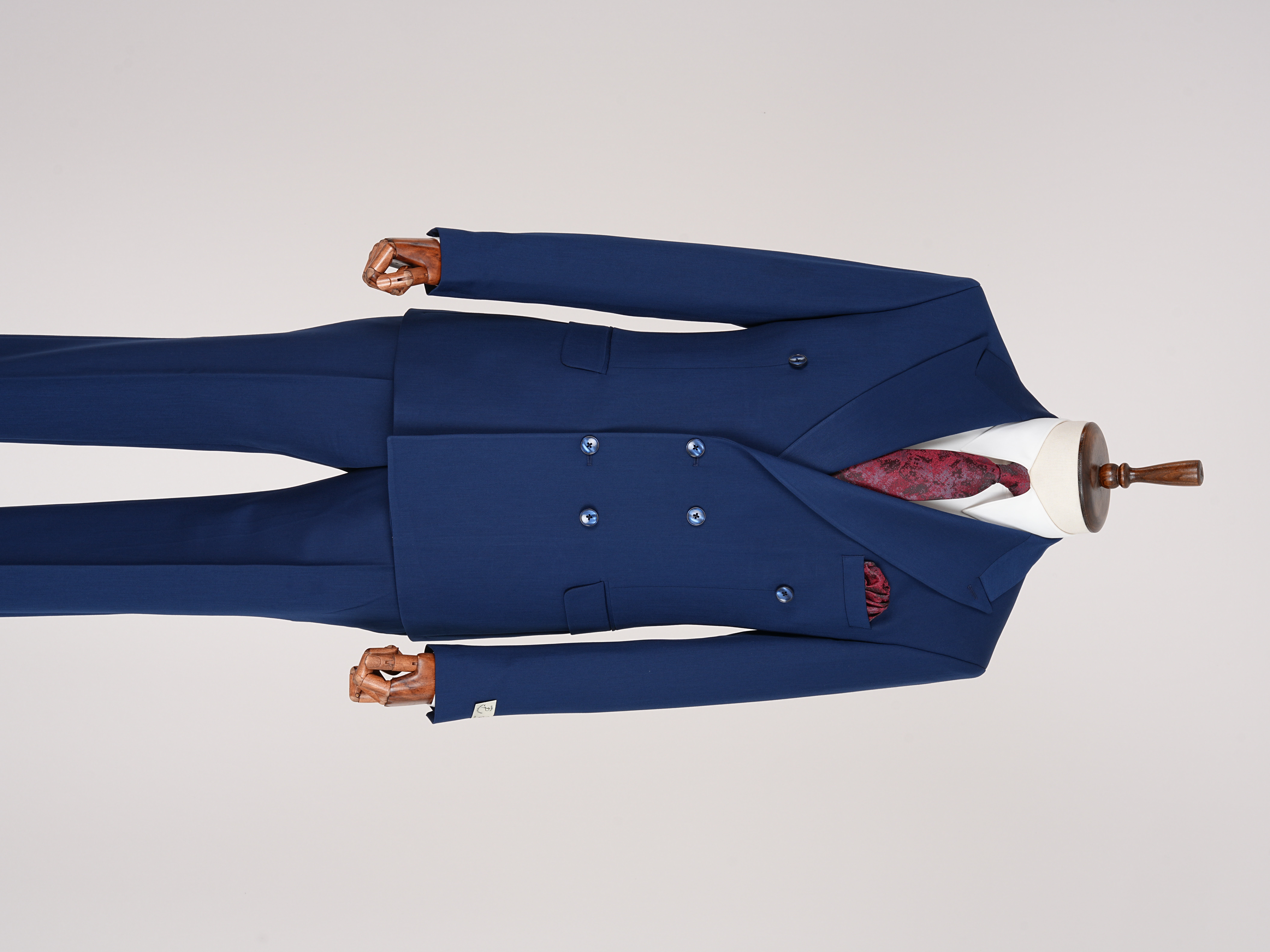 Premium Mens Double-Breasted italian Slim-Fit Suit Jacket & Trousers - Navy