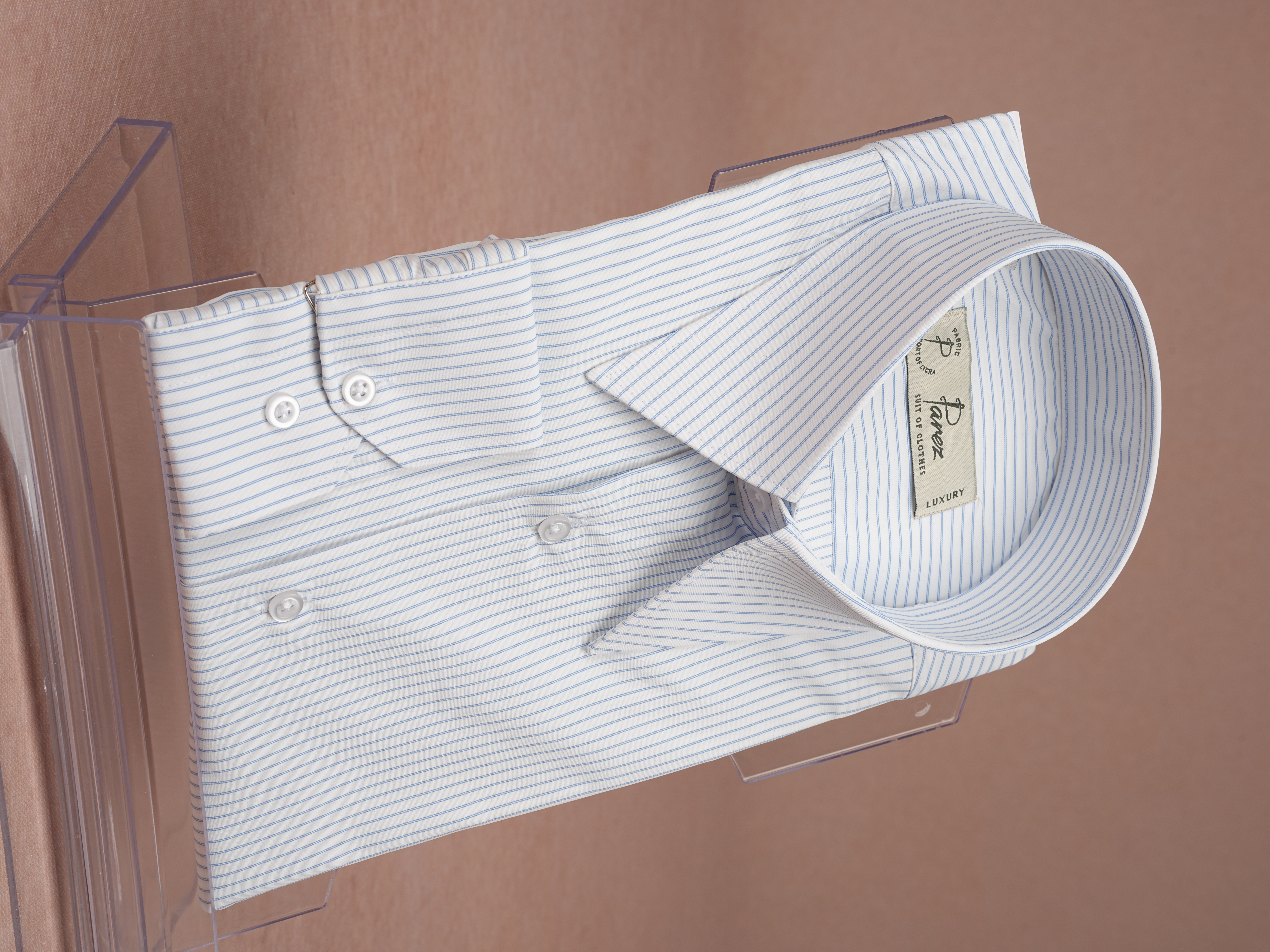 Premium İtalyan Stil Slim Fit Çizgili Sivri Yaka Erkek Gömlek - Mavi