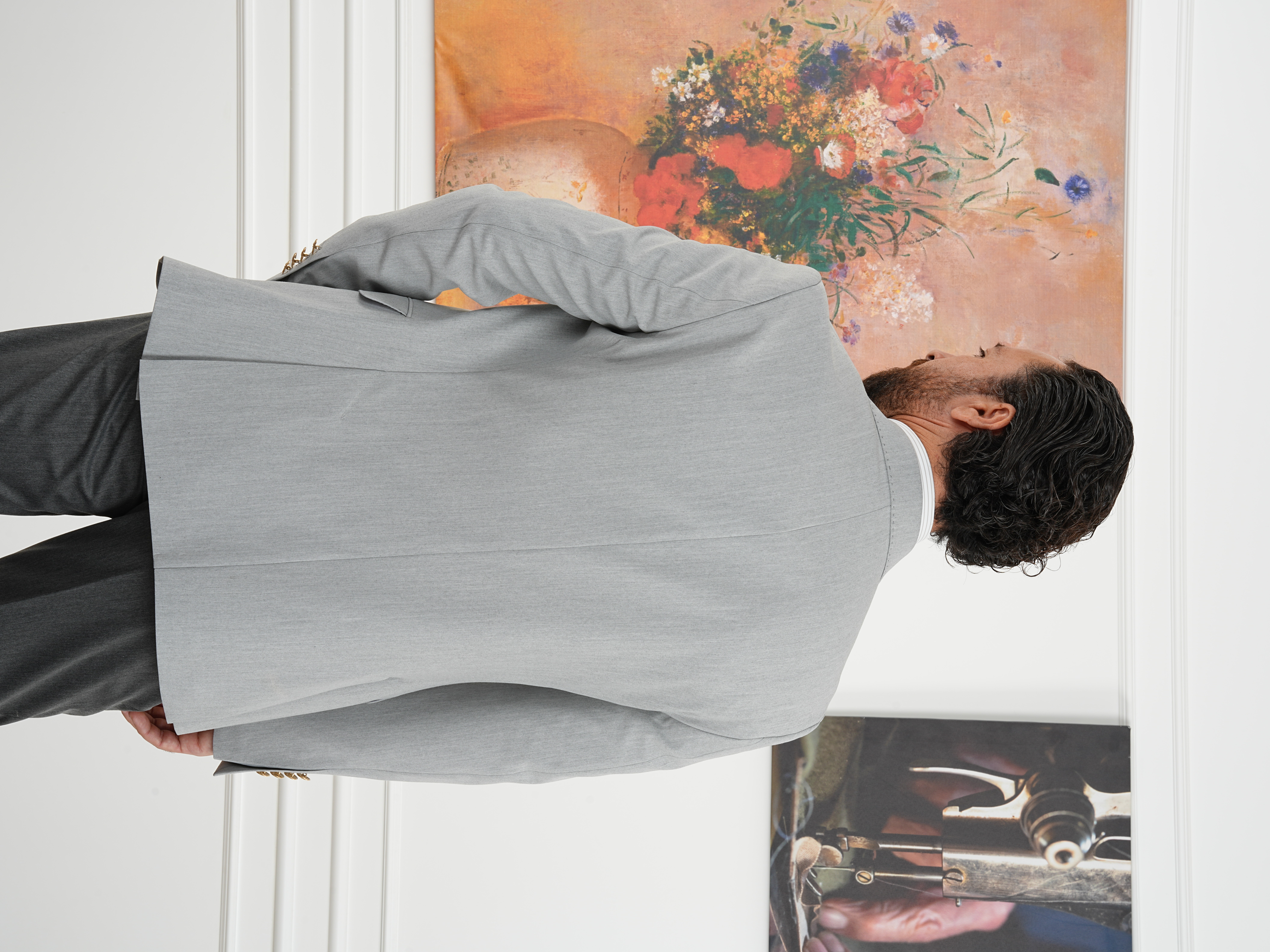 Premium İtalyan Stil Slim Fit Erkek Punto Dikişli Yarım Astarlı Ceket - Açık gri