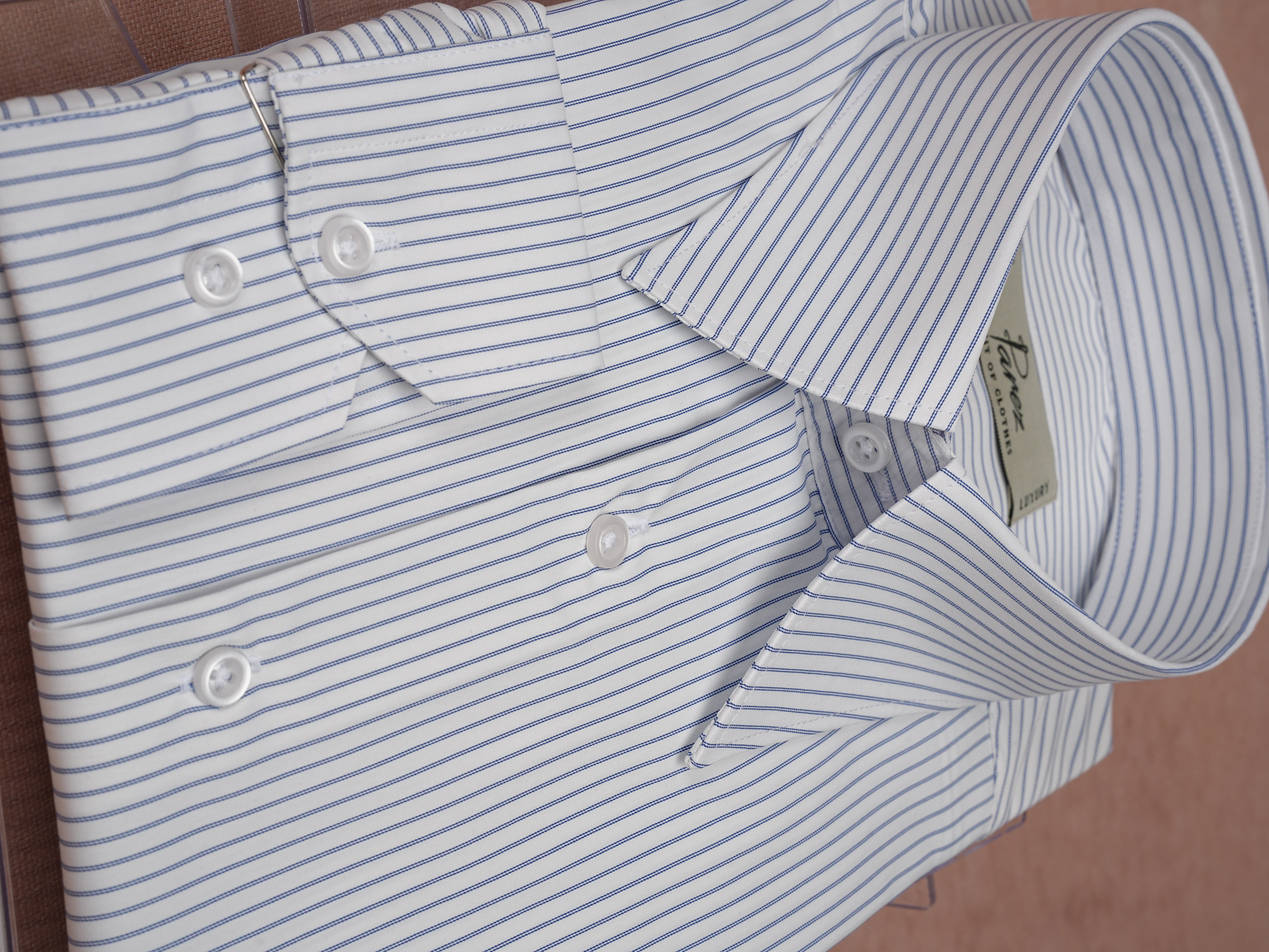 Premium İtalyan Stil Slim Fit Çizgili Sivri Yaka Erkek Gömlek - Lacivert