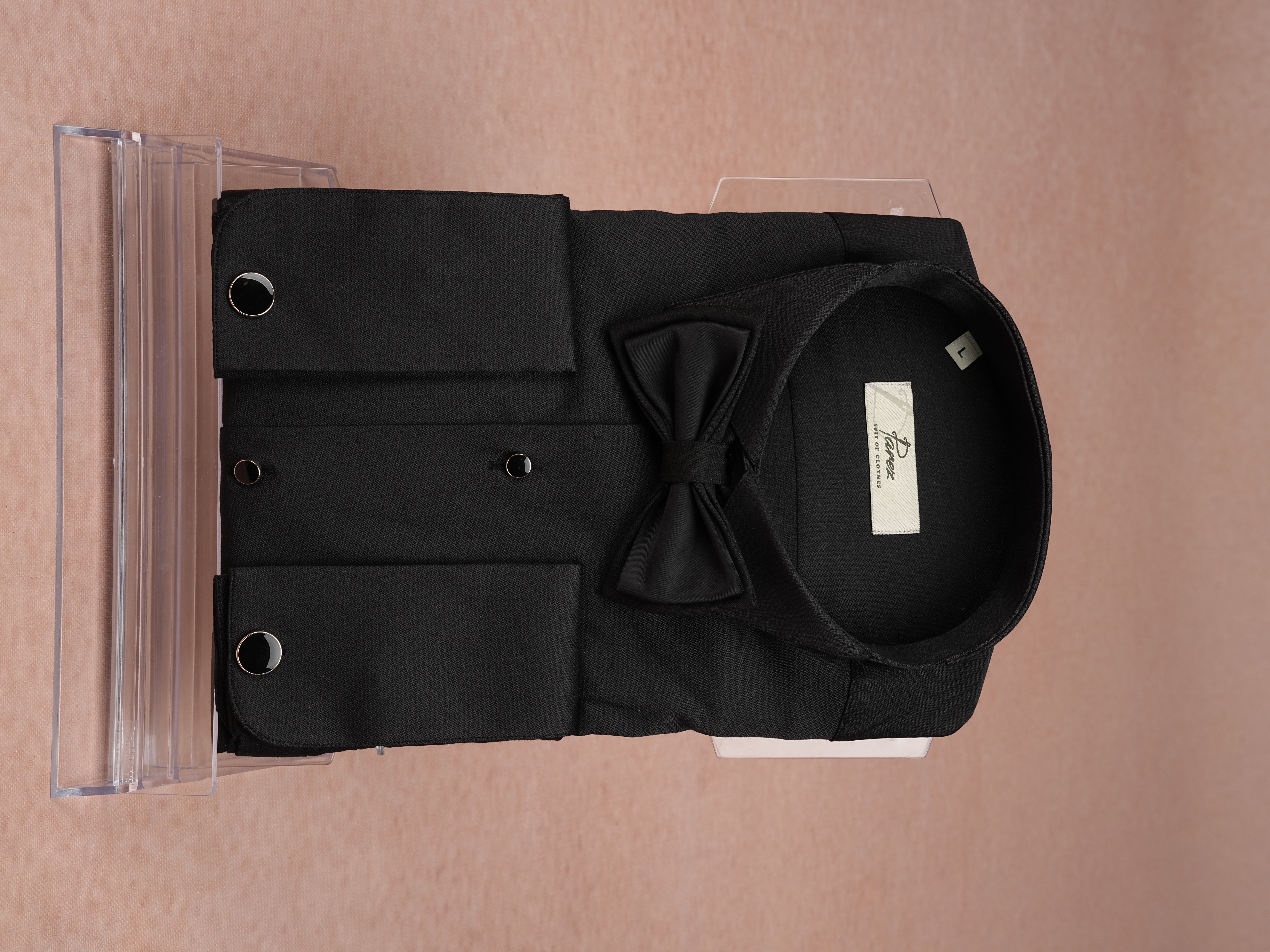Erkek Premıum Slim Fit Damatlık Taşlı Ata Yaka Gömlek - Siyah