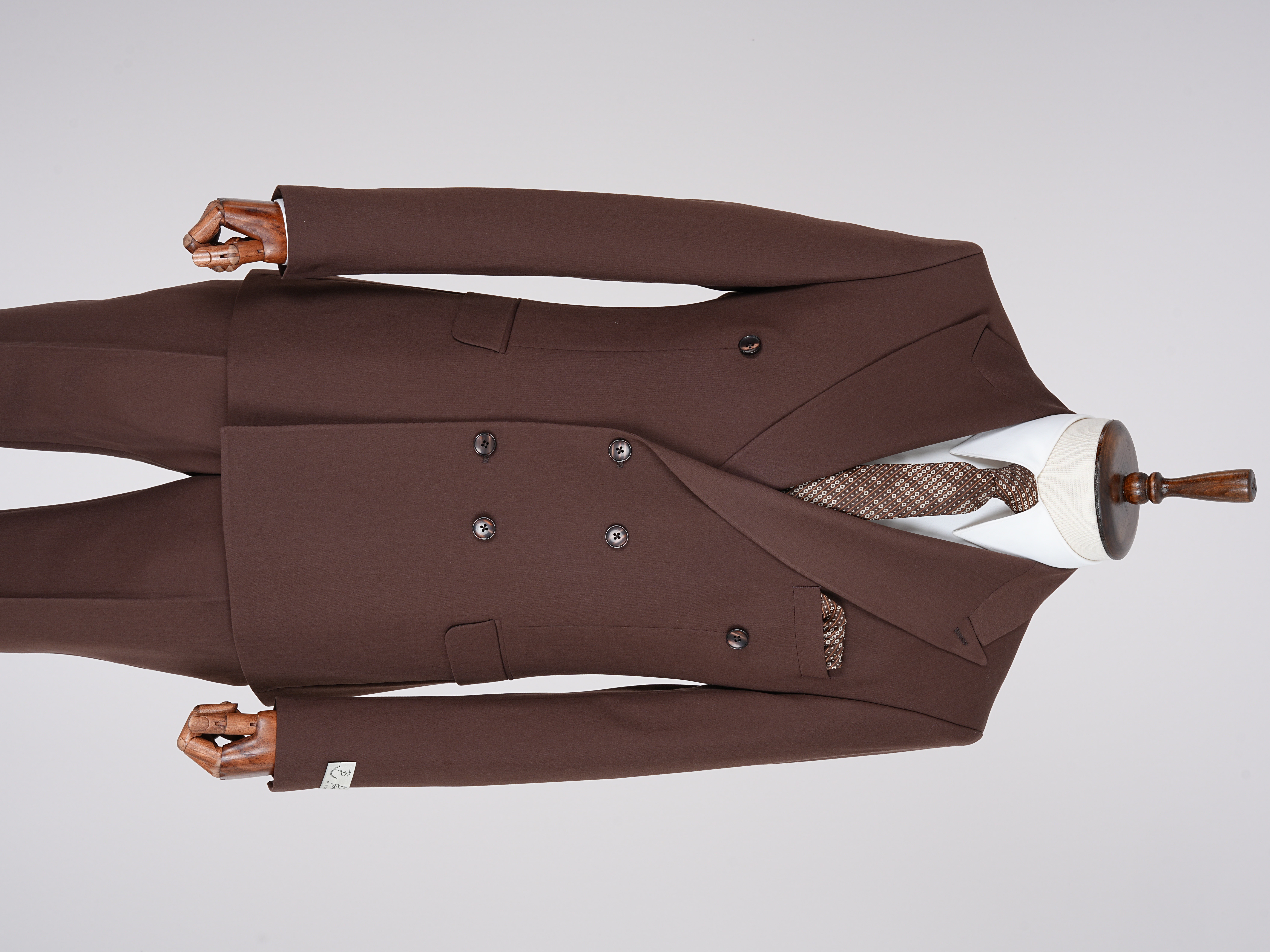 Premium Mens Double-Breasted italian Slim-Fit Suit Jacket & Trousers - Brown