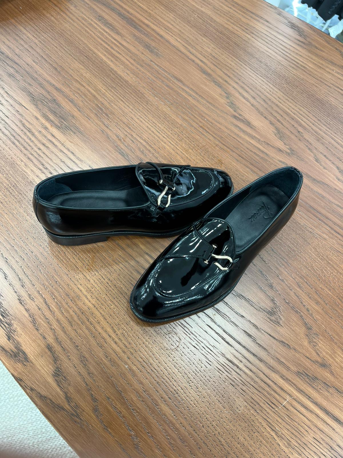 Erkek Premium Deri Rugan Dana İç Astar Double Kösele Ayakkabı - Siyah Rugan - Siyah Rugan