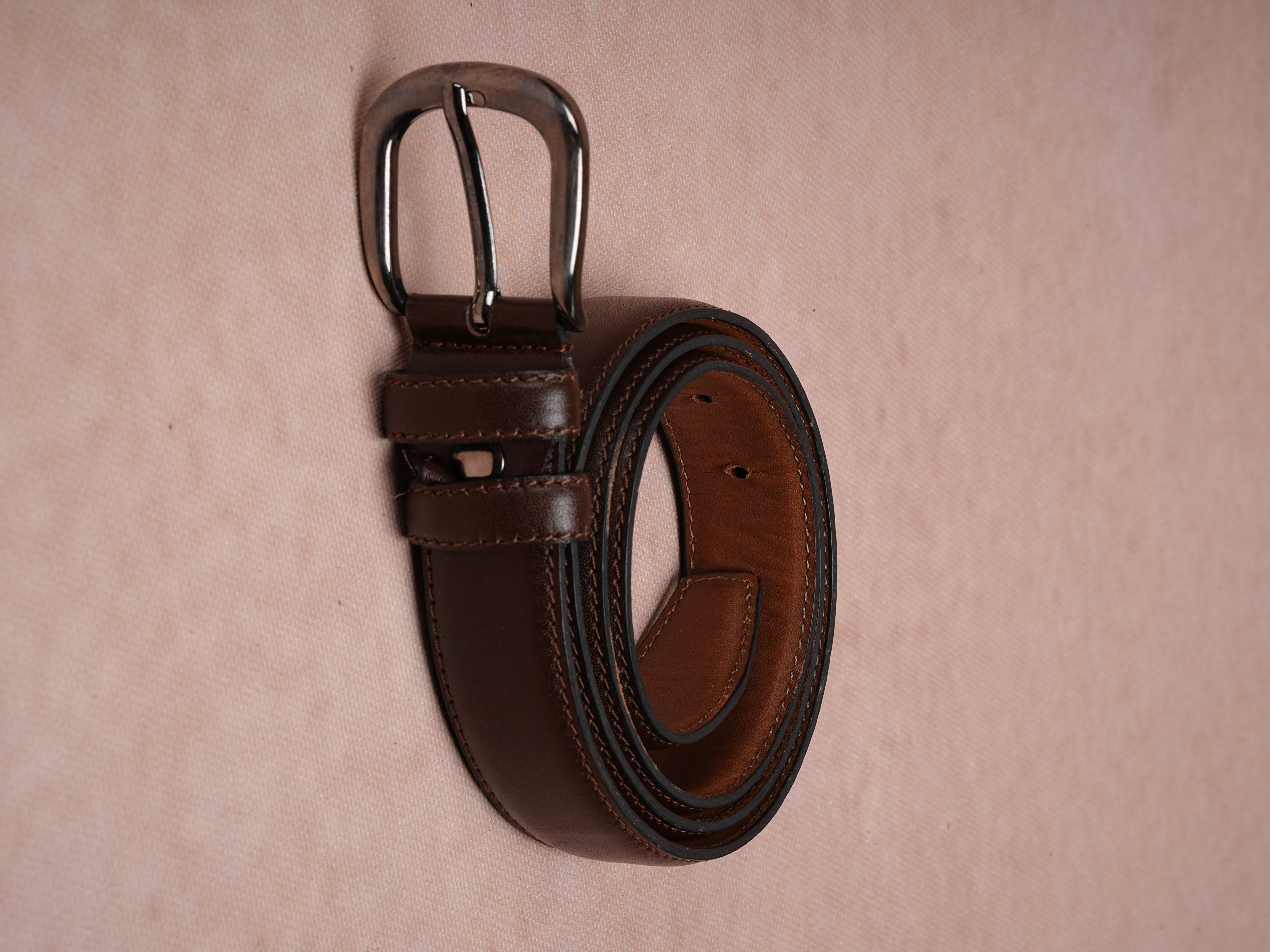 Erkek %100 Hakiki Deri Antik Nikel Tokalı İnce Kemer 3 Cm - Kahve
