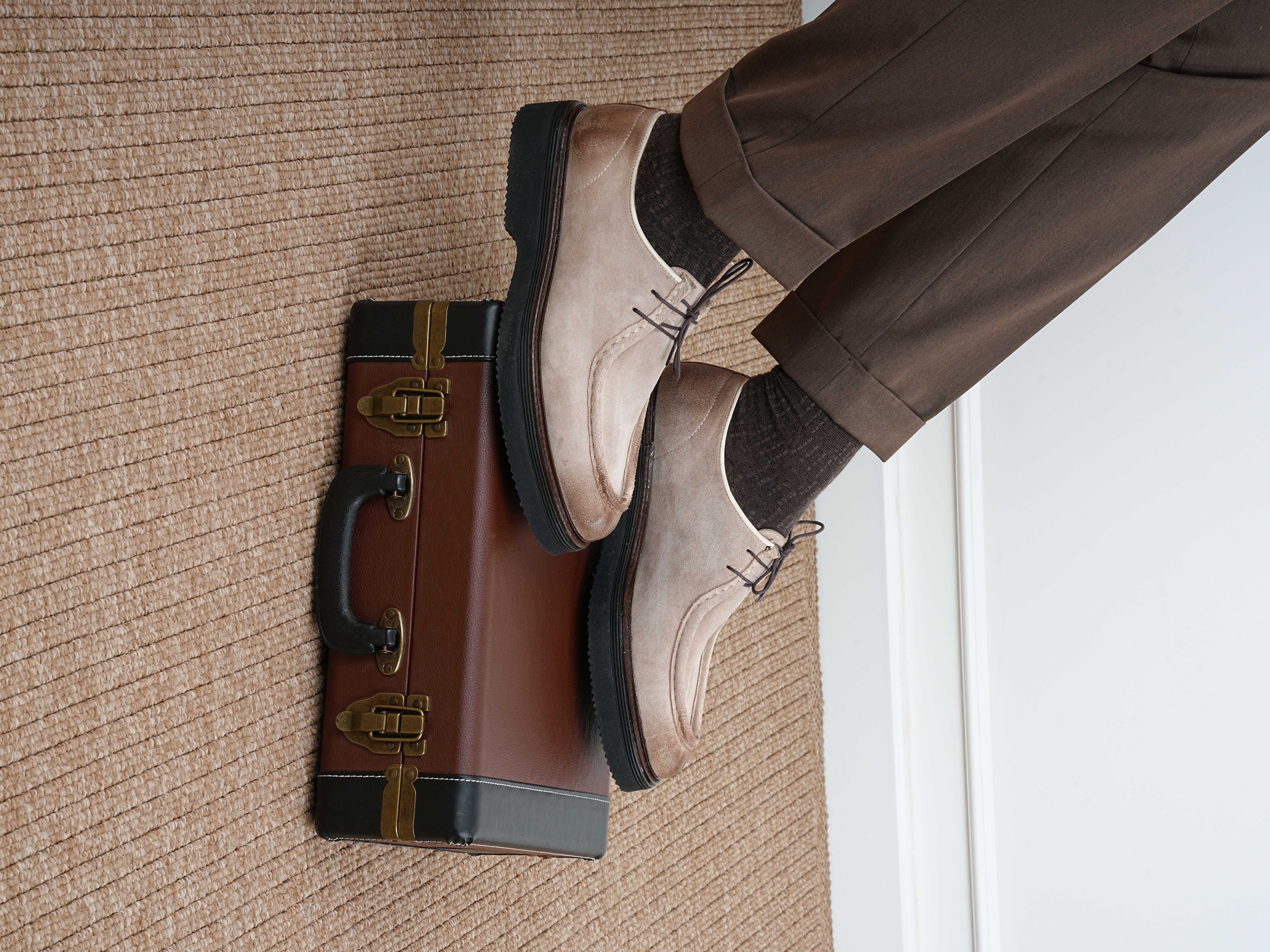 Erkek Premium Süet Deri İç Astar Dana Deri Eva Taban Ayakkabı - Bej