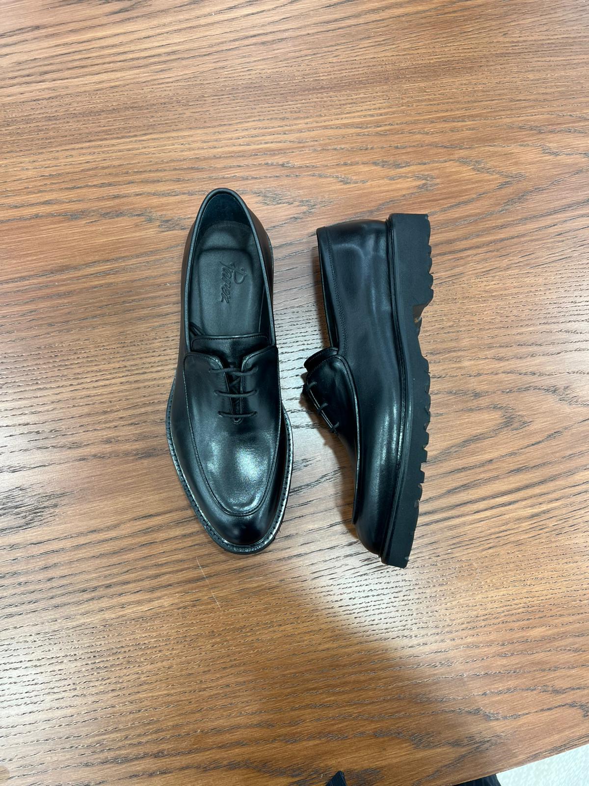 Erkek Bağcıklı Hafif Eva %100 Deri Ayakkabı - Siyah