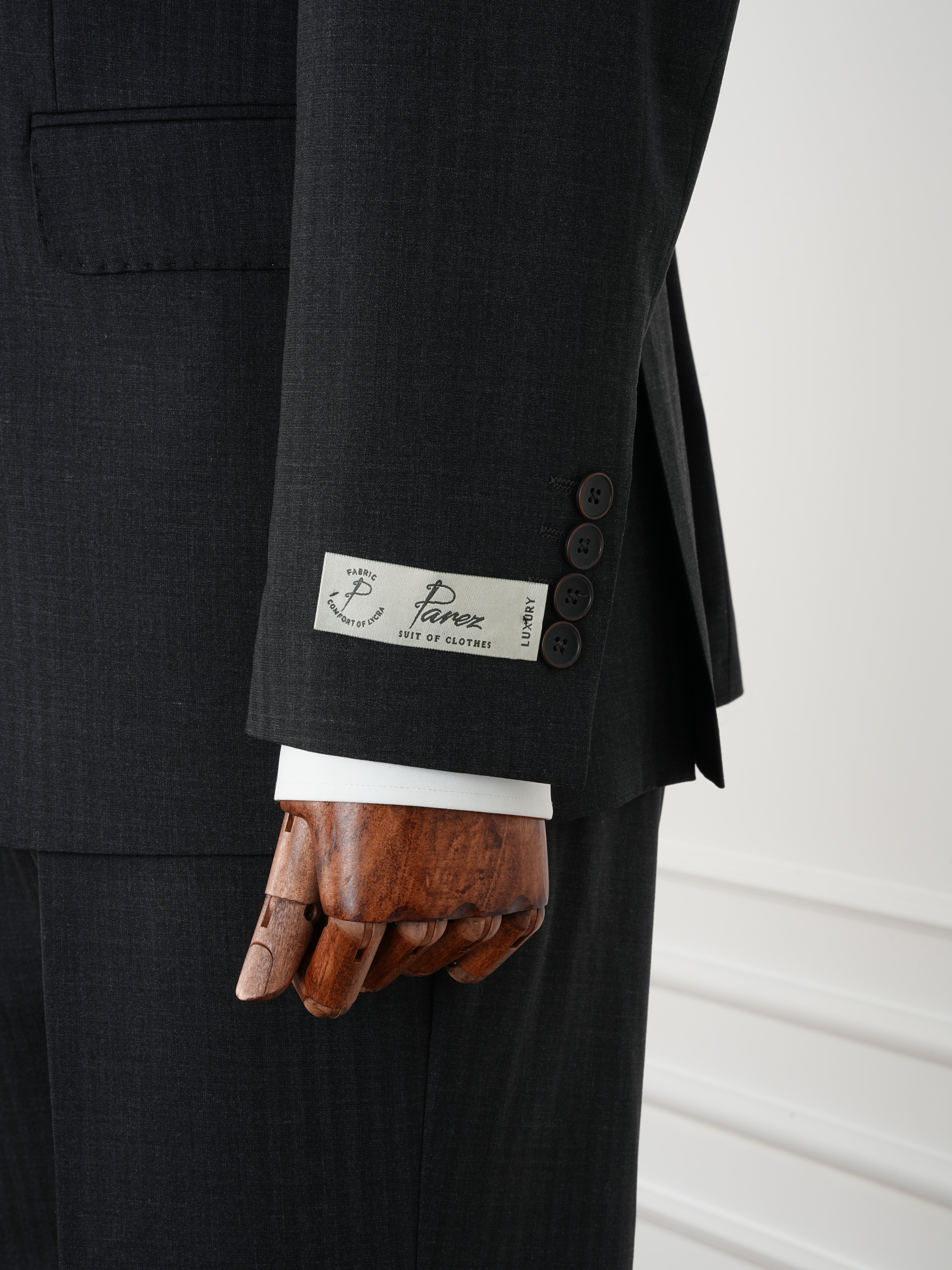 Premium Yünlü Erkek Kruvaze Takım Elbise Slim Fit İtalyan Stil Ceket Pantolon - Füme