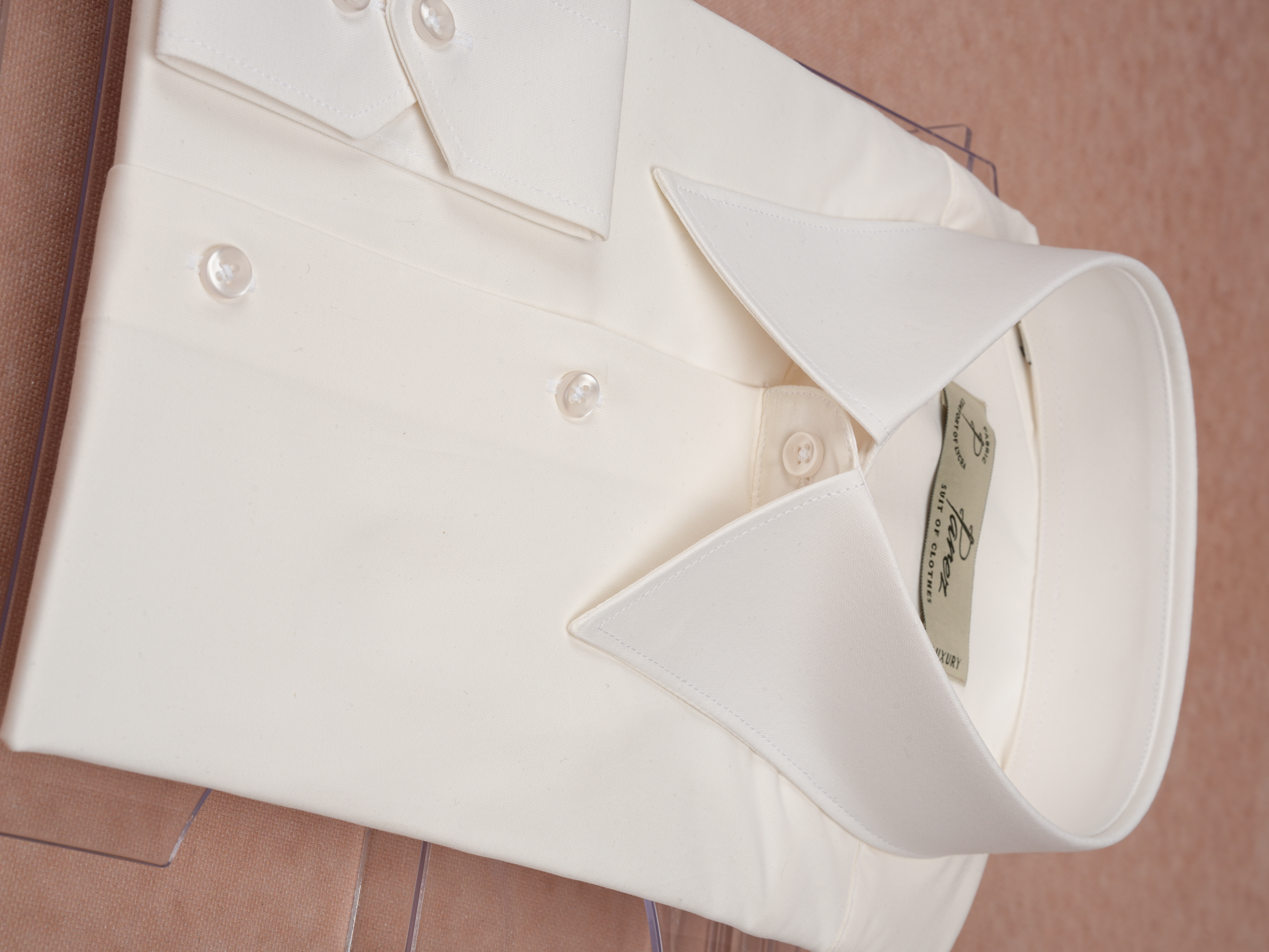 Premium İtalyan Stil Slim Fit Sivri Yaka Erkek Gömlek - Ekru
