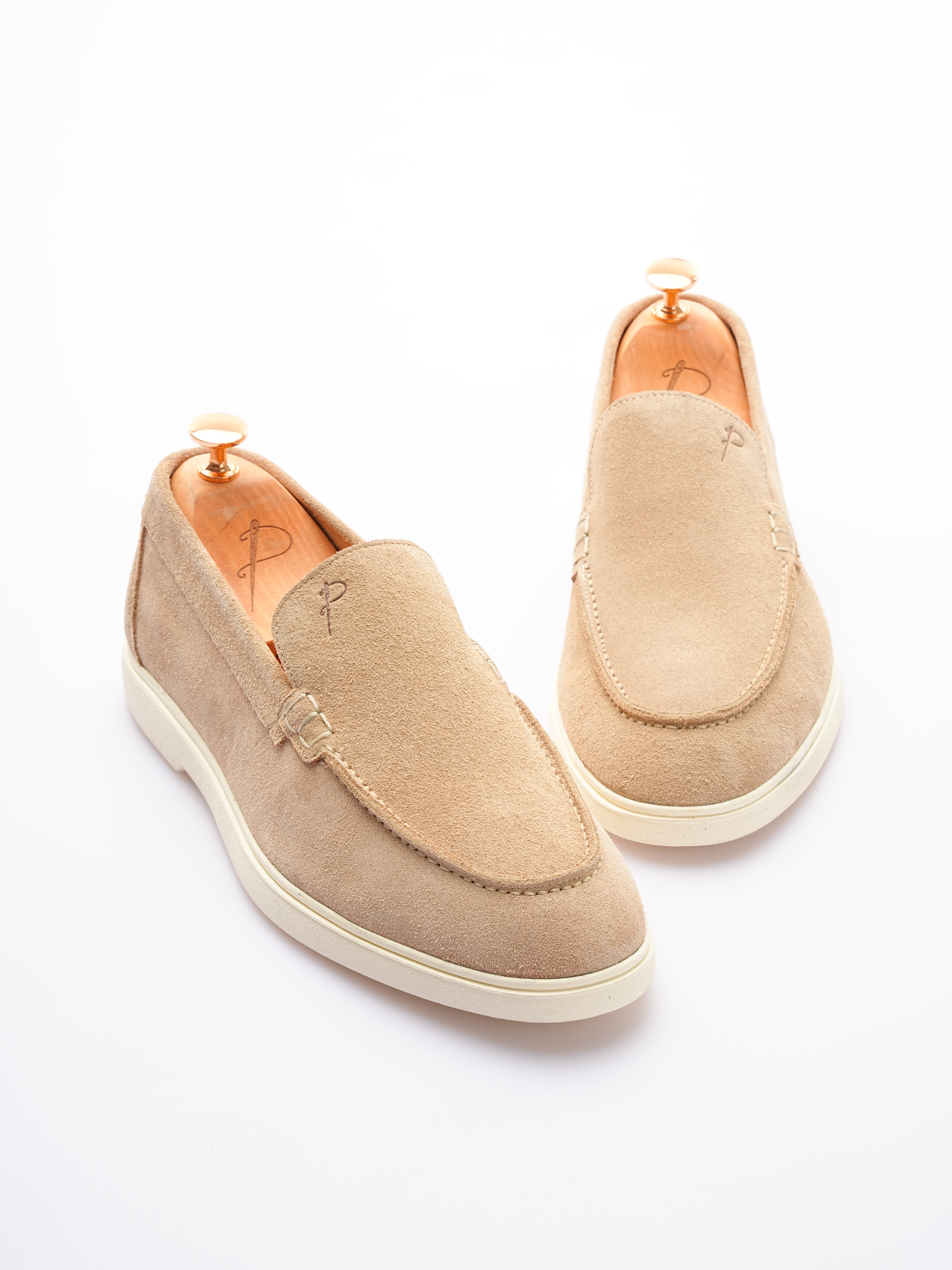 Erkek Premium Süet Hazır Eva Dana İç Astar Ayakkabı - Krem