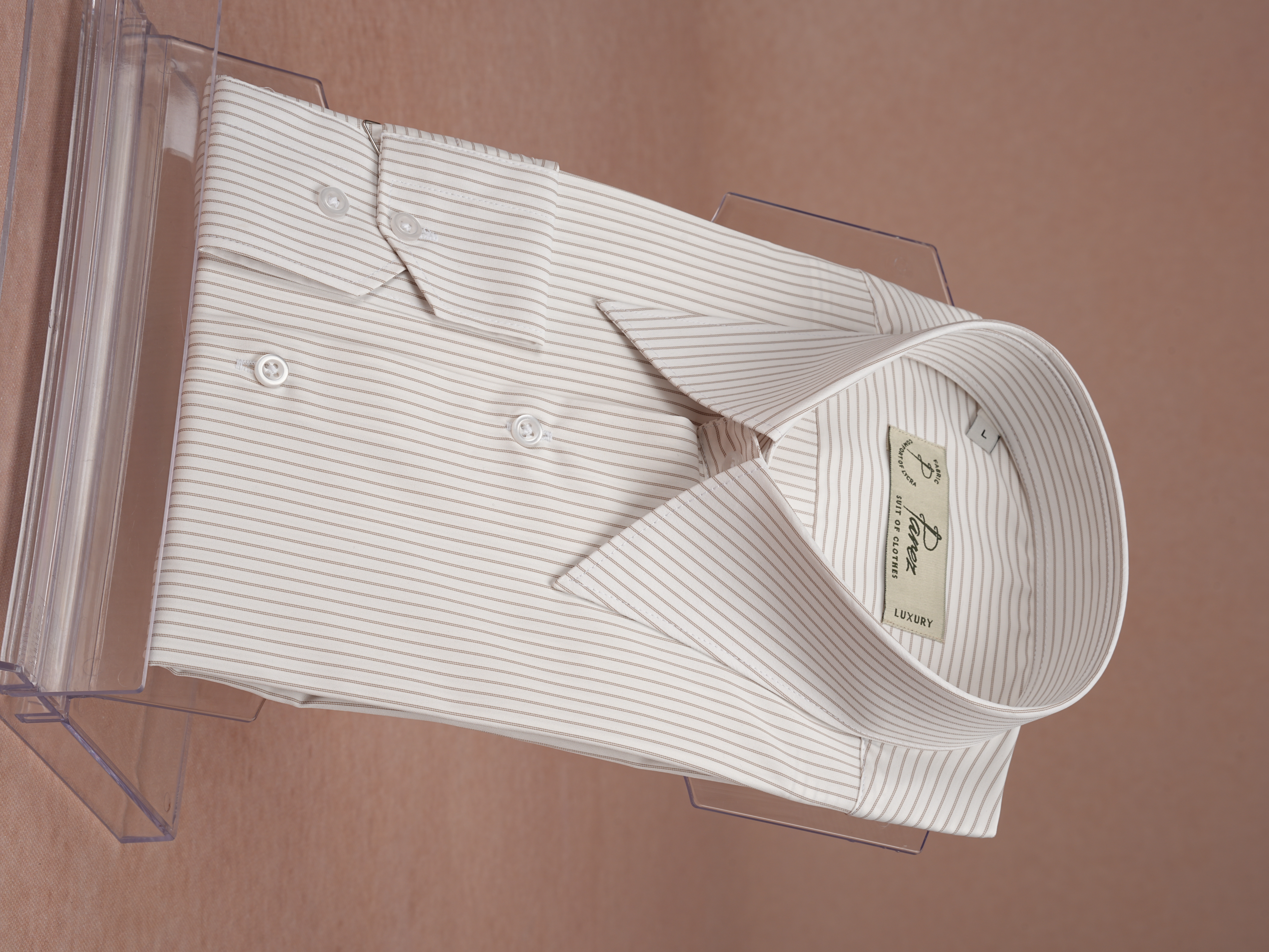 Premium İtalyan Stil Slim Fit Çizgili Sivri Yaka Erkek Gömlek - Kahve