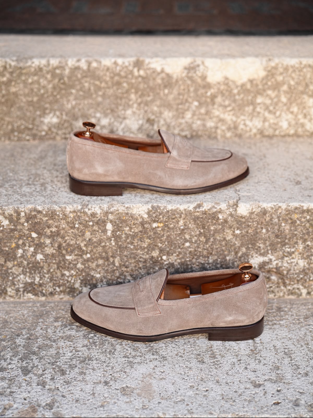  Mens Premium Metis Suede Leather Cowhide Lining Double Leather Special Hand Painted Leather Shoes - Milk Brown 