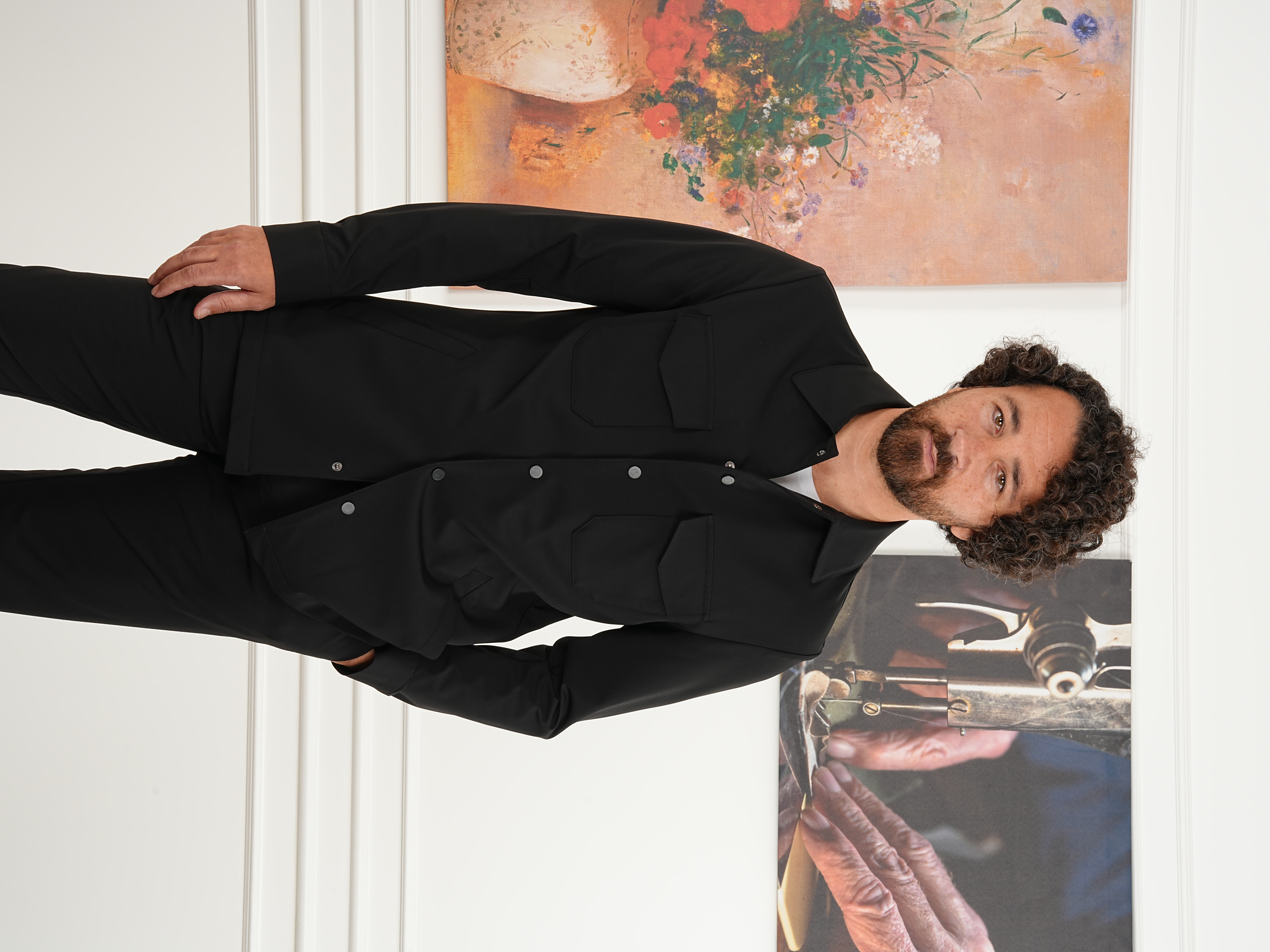 Erkek Slim Fit İtalyan Stil Safari Takım Ceket Pantolon - Siyah