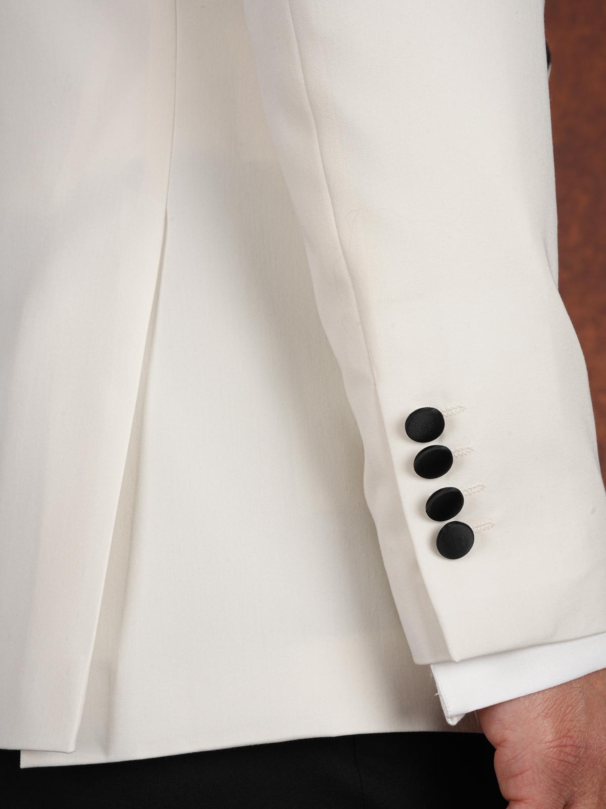 Erkek Premium Slim Fit İtalyan Stil Şal Yaka Damatlık Smokin Ceket Pantolon Papyon - Beyaz
