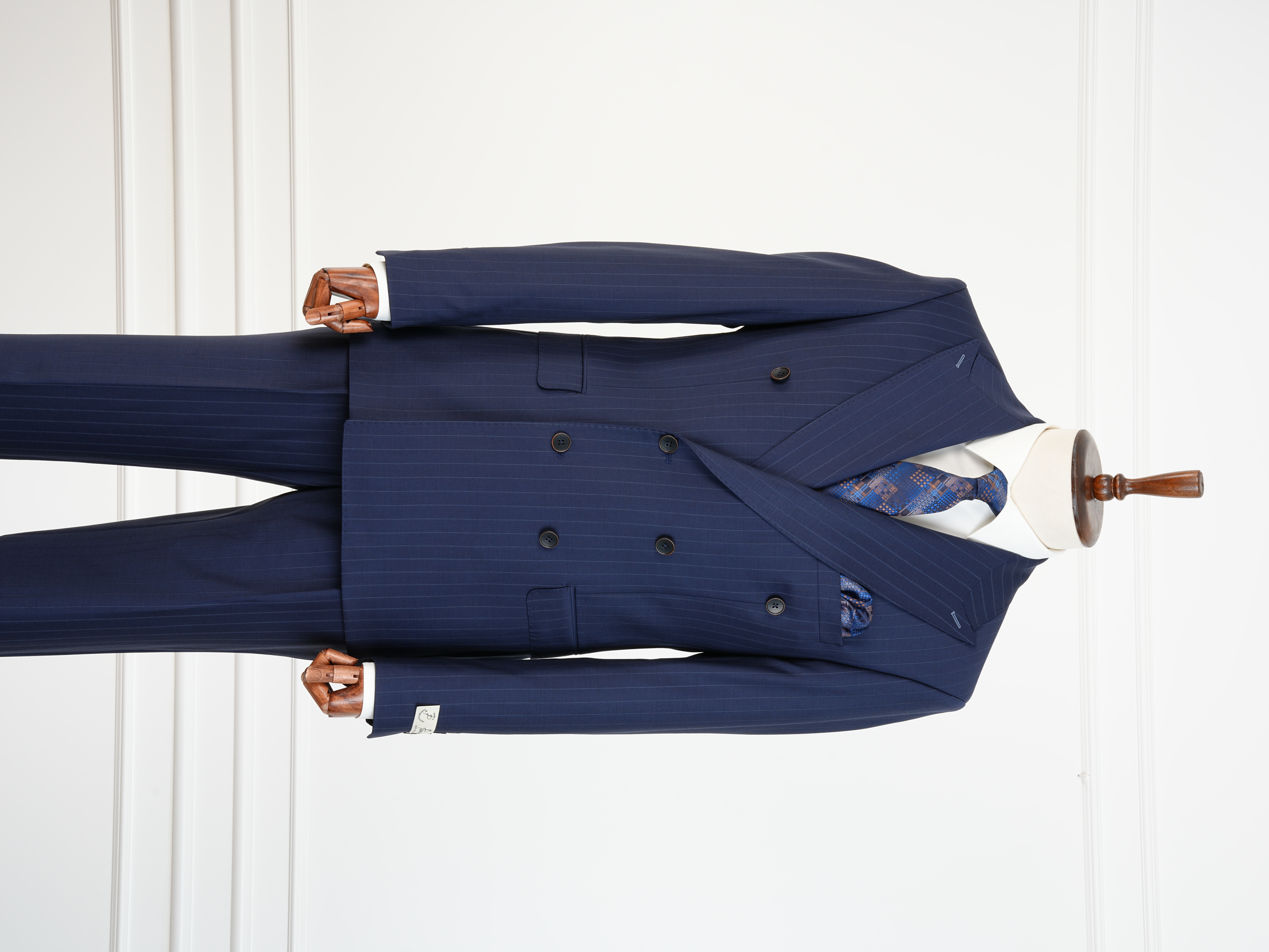 Premium Yünlü Erkek Kruvaze Takım Elbise Slim Fit İtalyan Stil Ceket Pantolon - Saks Mavisi