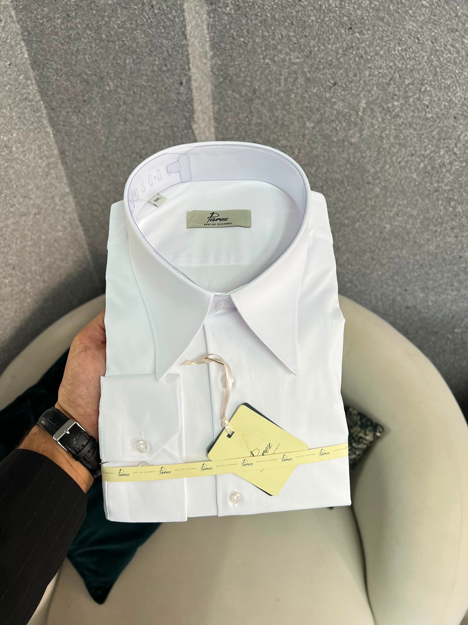 Premium Italian Style Slim Fit Pointed Collar Mens Shirt - White