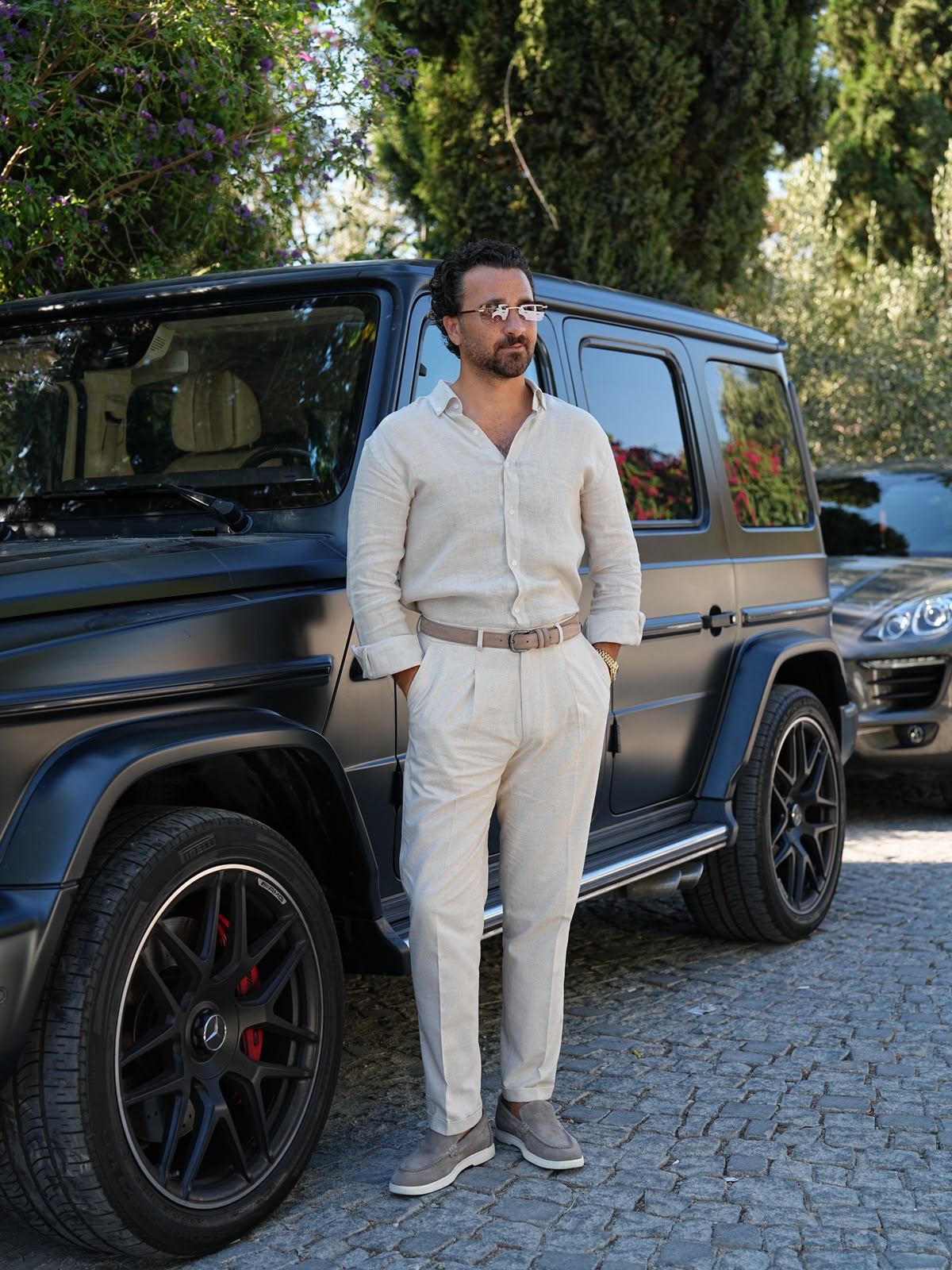 İtalyan Stil Regular Fit Erkek Pileli Keten Pantolon - Bej