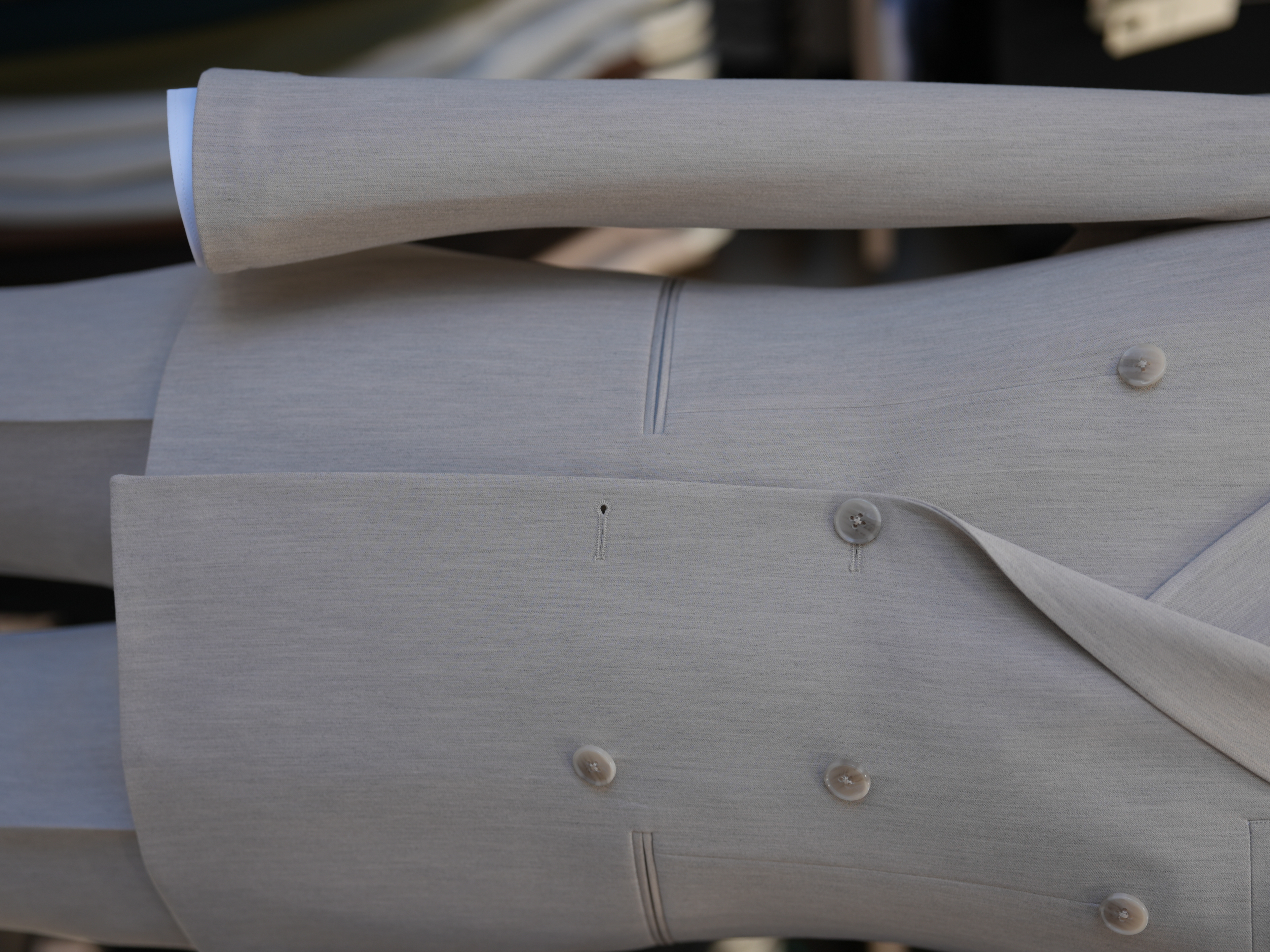 Erkek Kruvaze Takım Elbise Slim Fit İtalyan Stil Ceket Pantolon - Taş