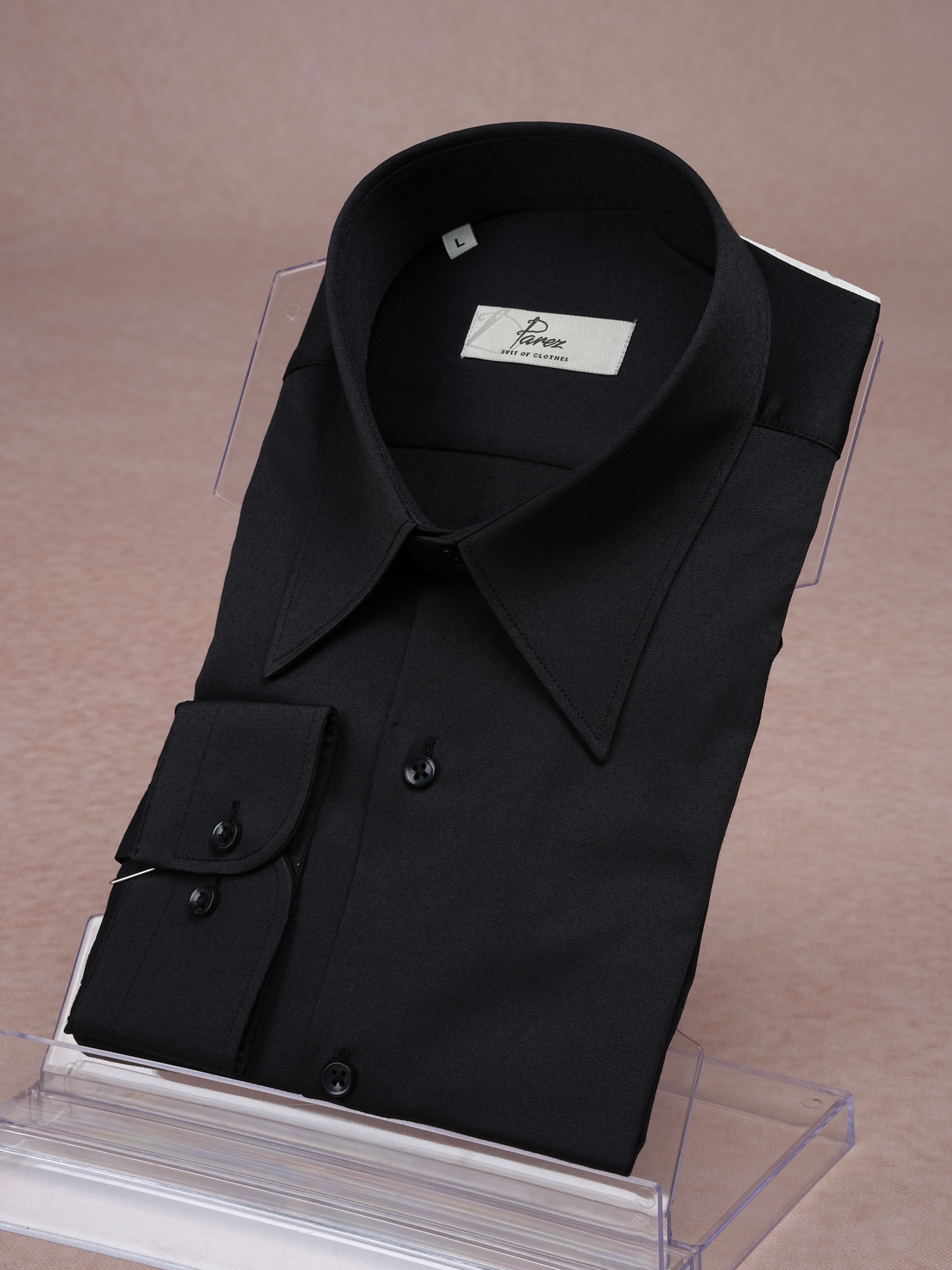 Premium Italian Style Slim Fit Pointed Collar Mens Shirt - Black