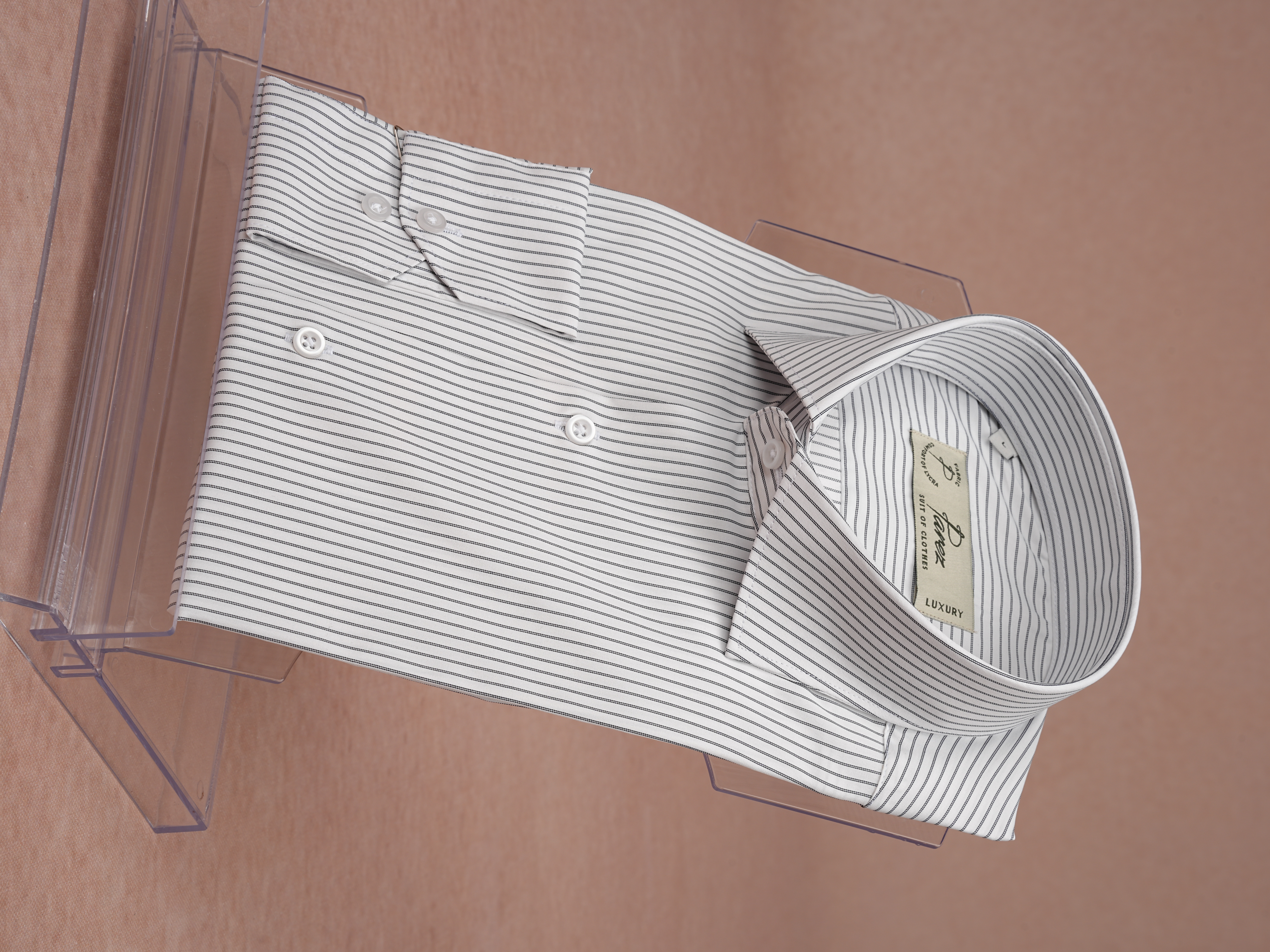 Premium İtalyan Yaka Slim Fit Çizgili Erkek Gömlek - Siyah