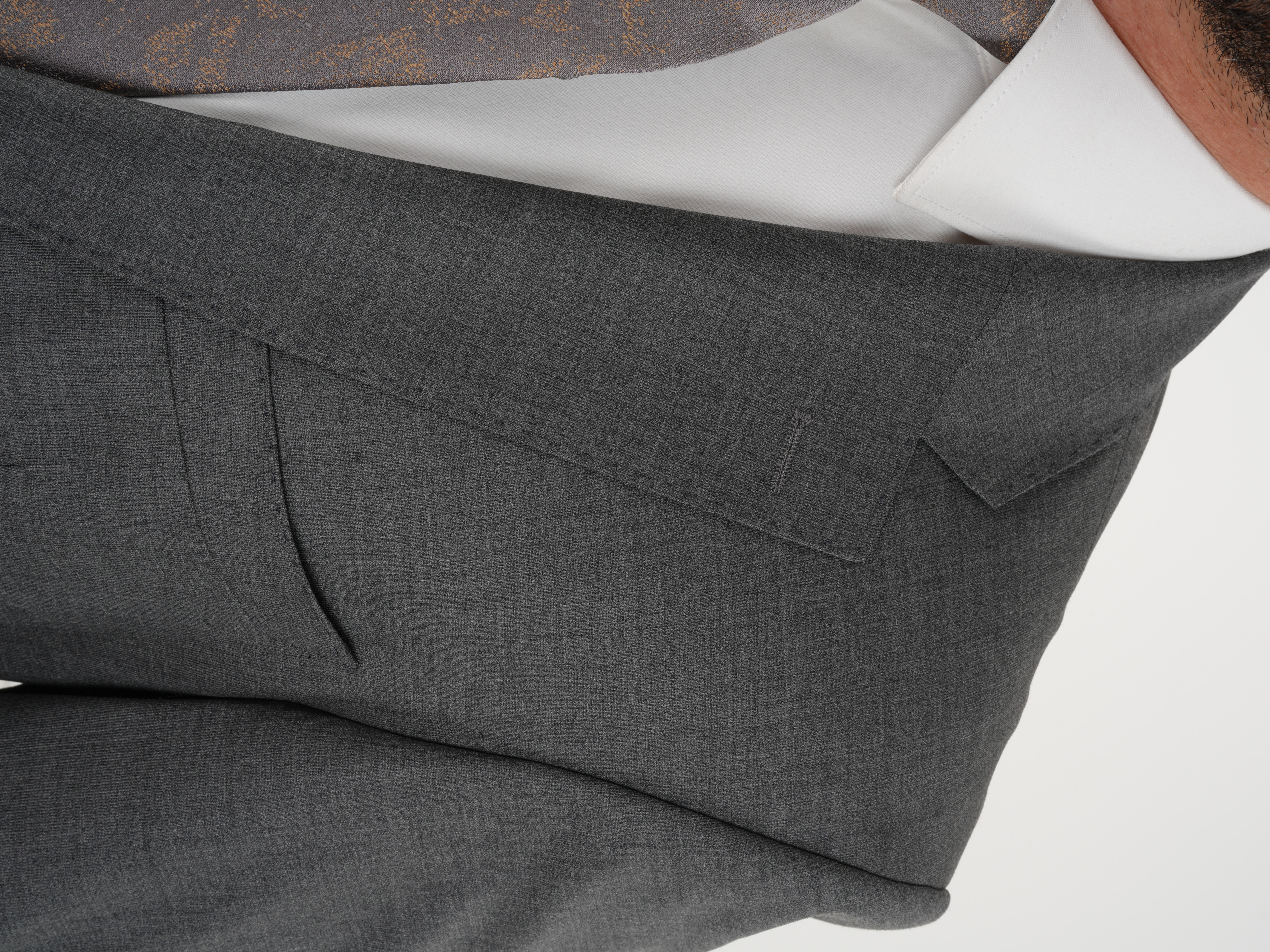 Erkek Regular İtalyan Stil Yünlü Mono Yaka Takım Elbise Ceket Pantolon - Füme