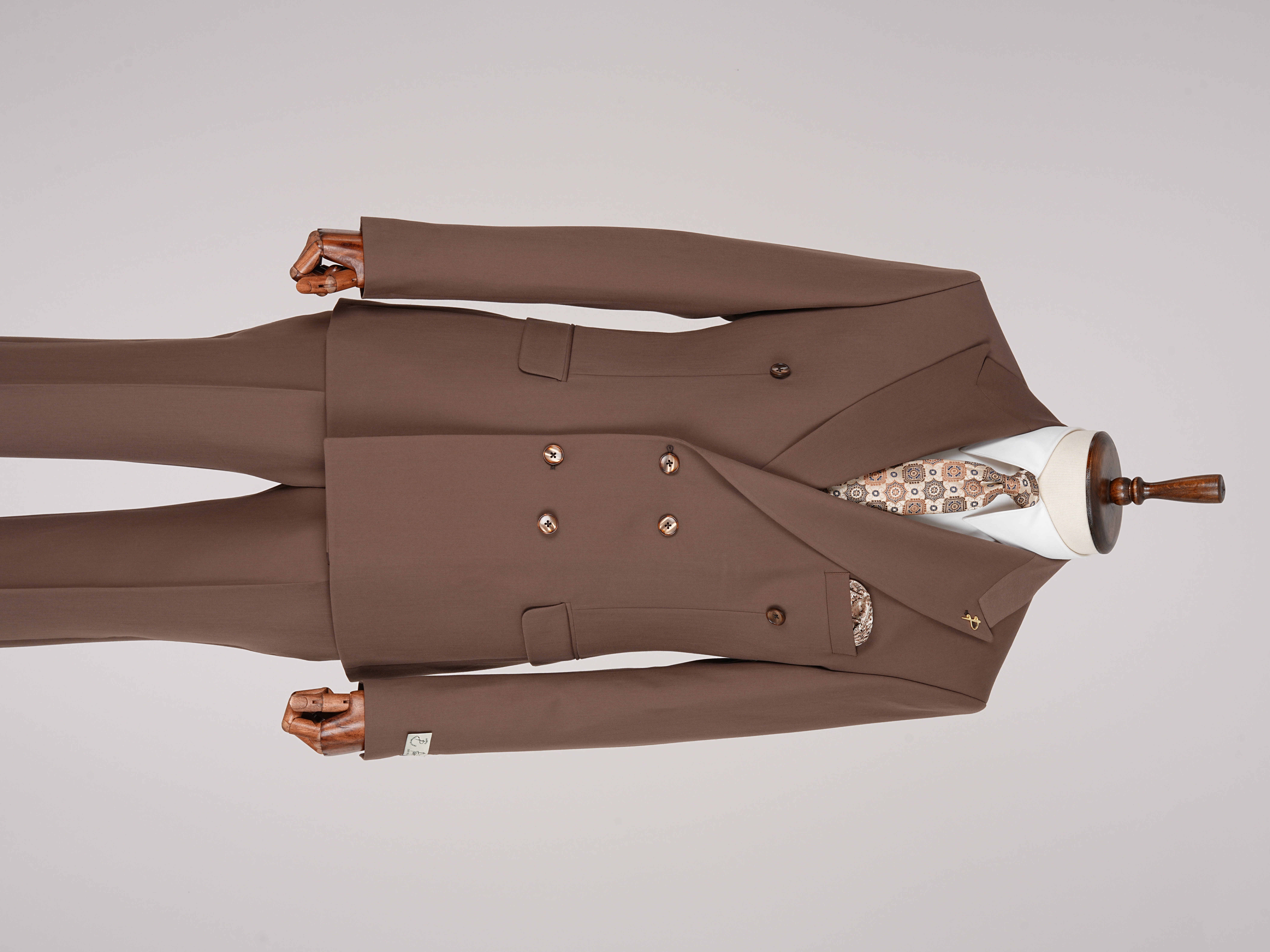 Premium Mens Double-Breasted italian Slim-Fit Suit Jacket & Trousers - Taupe
