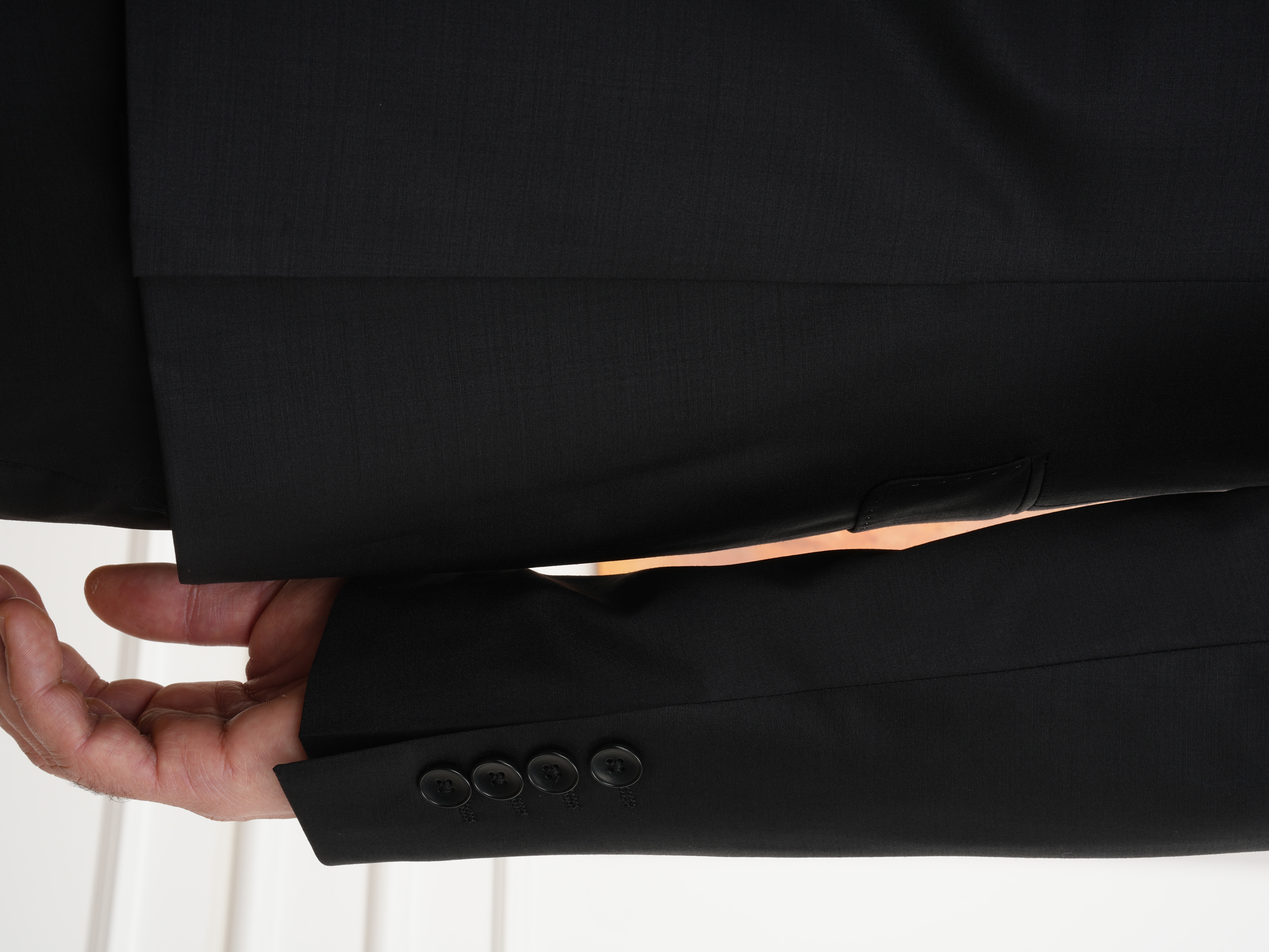 Erkek Regular İtalyan Stil Yünlü Mono Yaka Takım Elbise Ceket Pantolon - Siyah