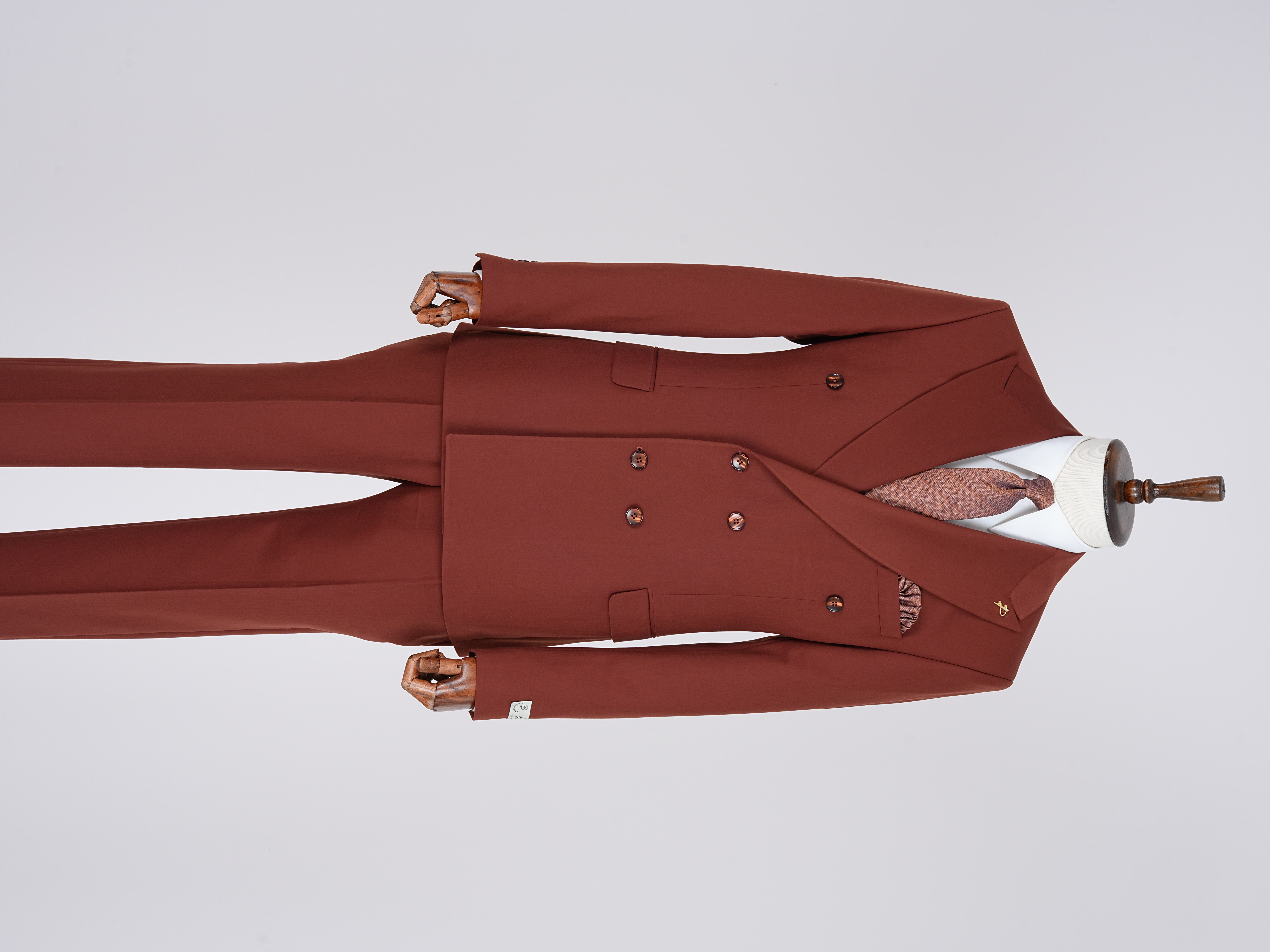 Premium Mens Double-Breasted italian Slim-Fit Suit Jacket & Trousers - Terracotta