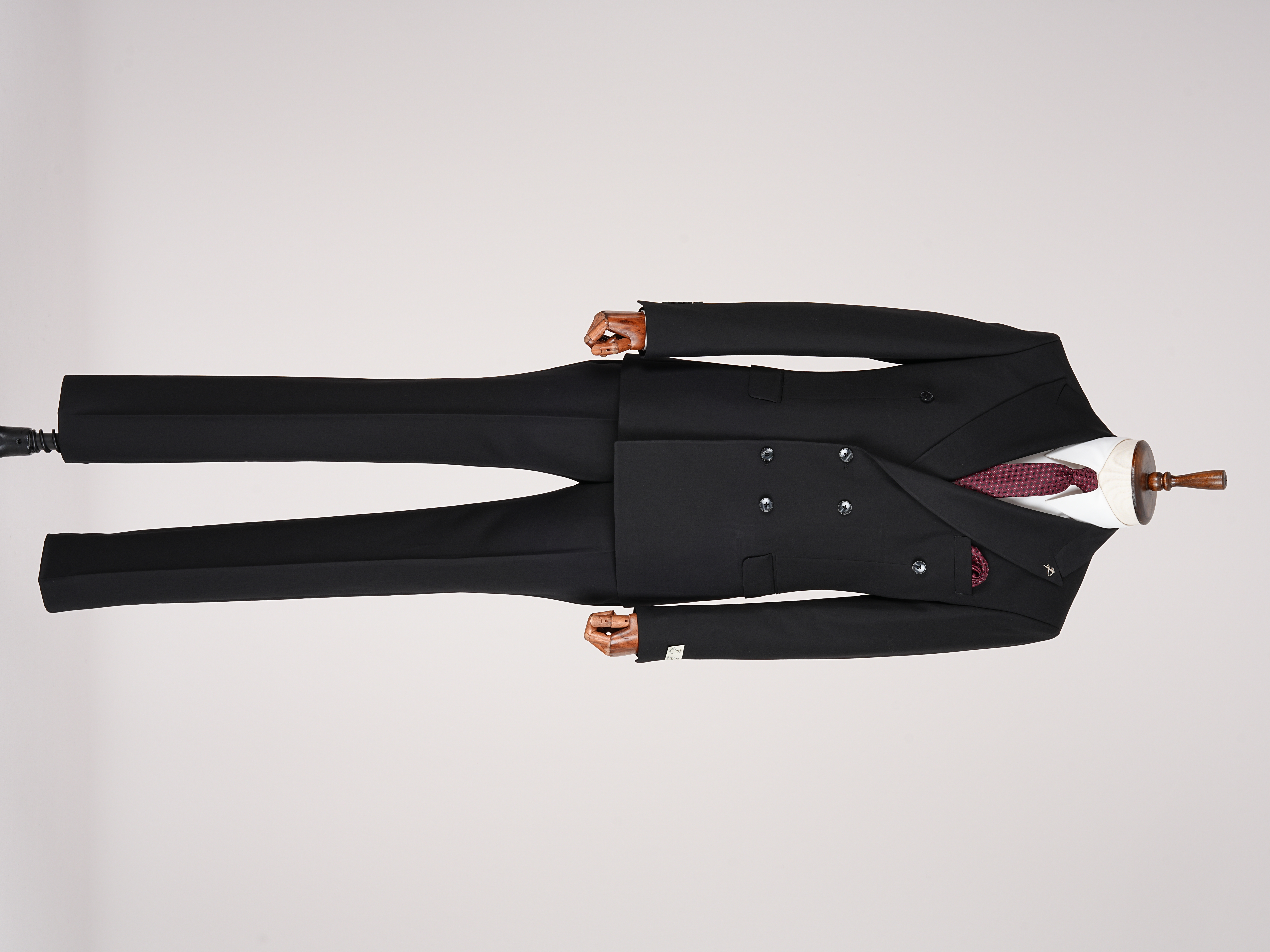 Premium Mens Double-Breasted italian Slim-Fit Suit Jacket & Trousers - Black