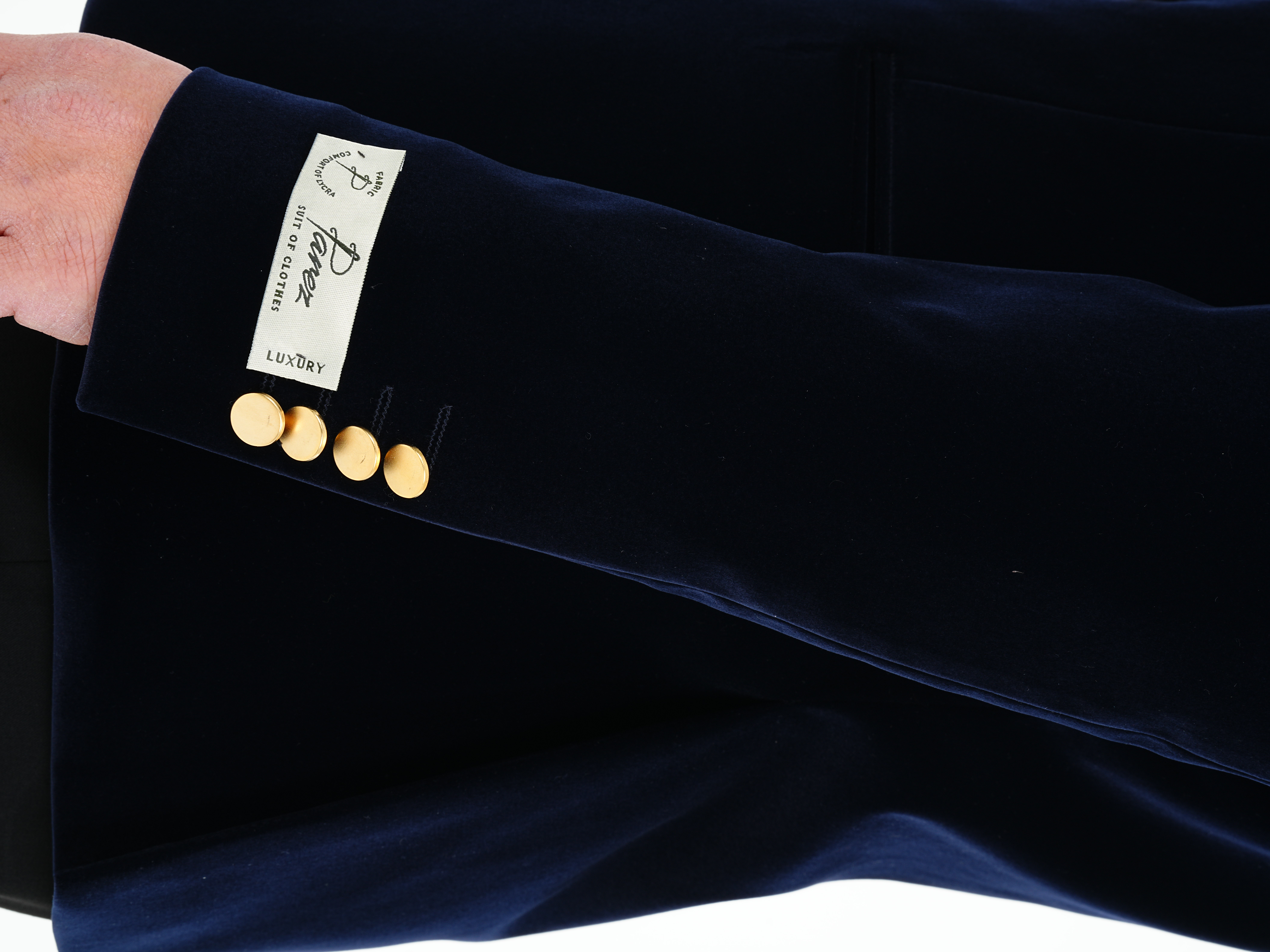 Premium Erkek Kadife Kruvaze Smokin Damatlık Gold Düğme Punto Dikişli Ceket Pantolon Papyon - Lacivert