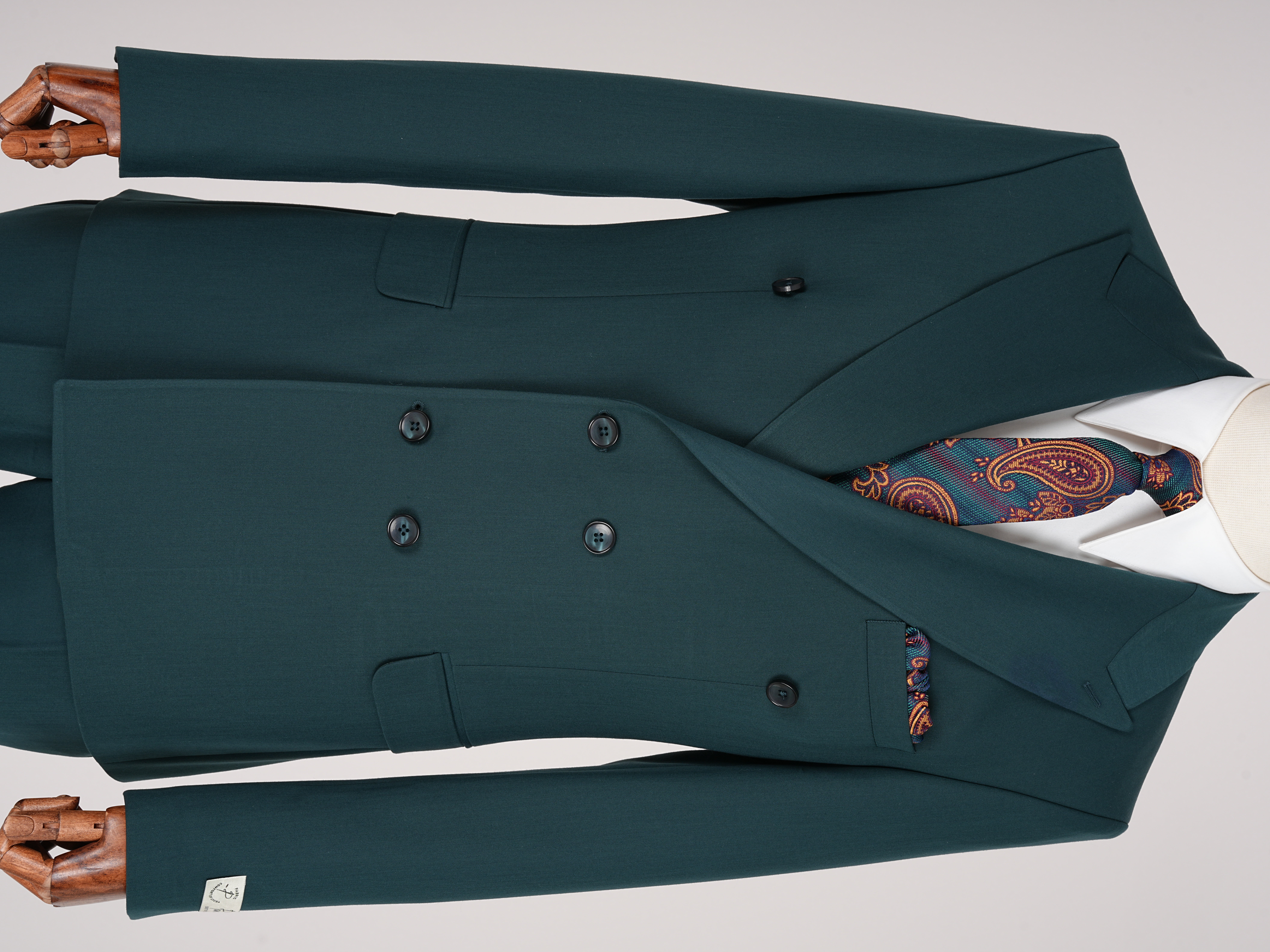 Premium Mens Double-Breasted italian Slim-Fit Suit Jacket & Trousers - Green