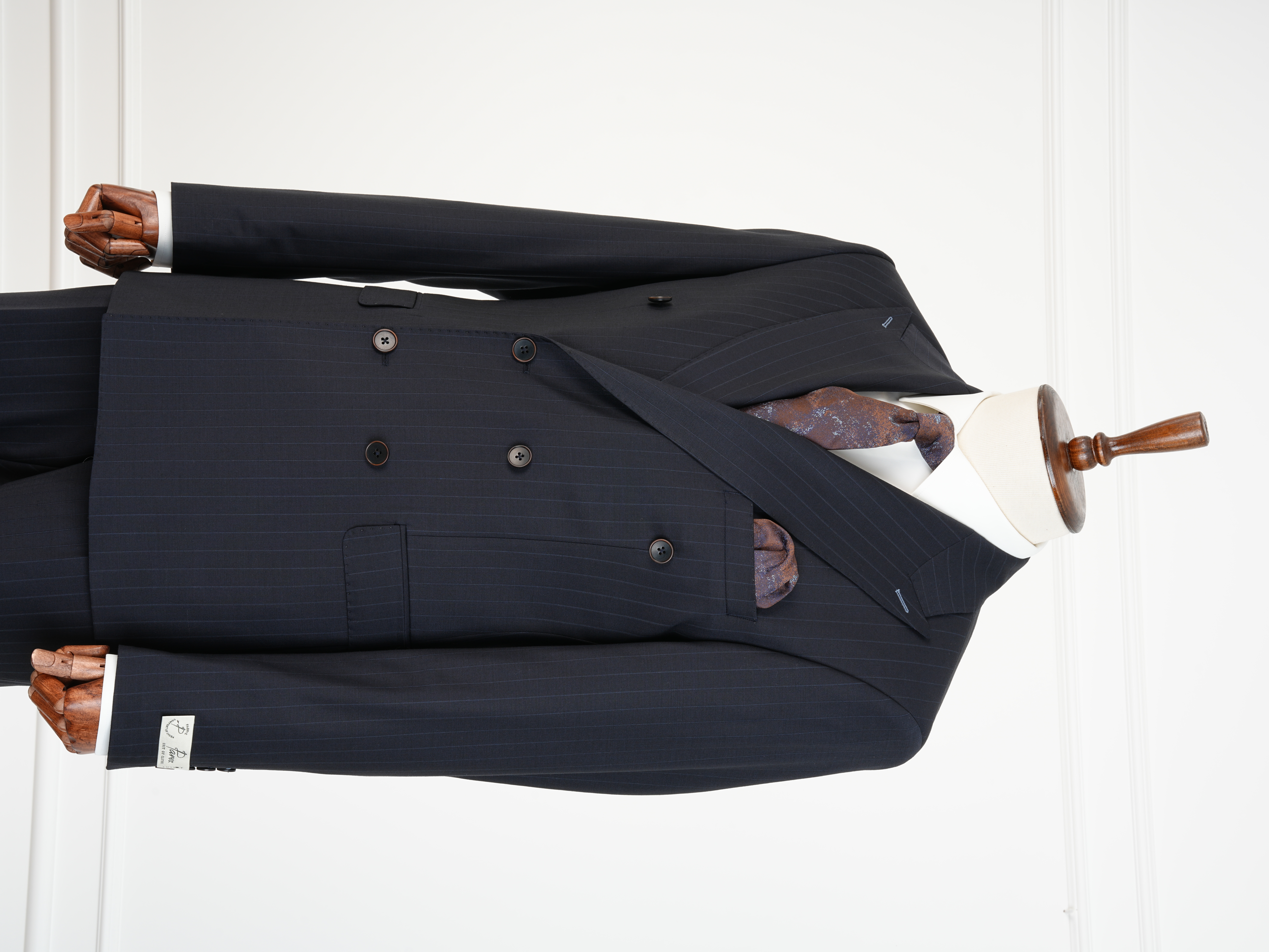 Premium Yünlü Erkek Kruvaze Takım Elbise Slim Fit İtalyan Stil Ceket Pantolon - Koyu Lacivert