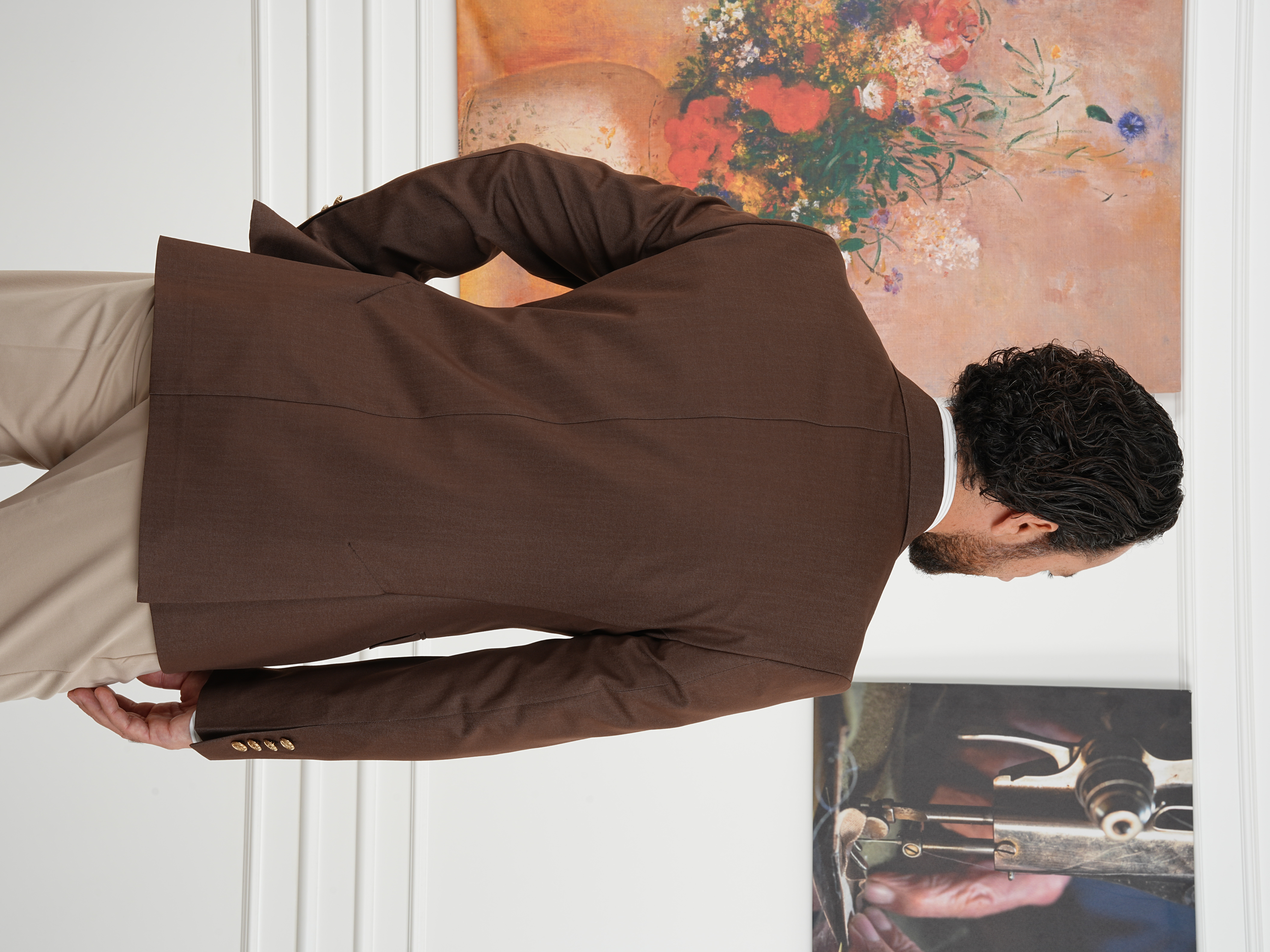 Premium İtalyan Stil Slim Fit Erkek Punto Dikişli Yarım Astarlı Ceket - Kahve