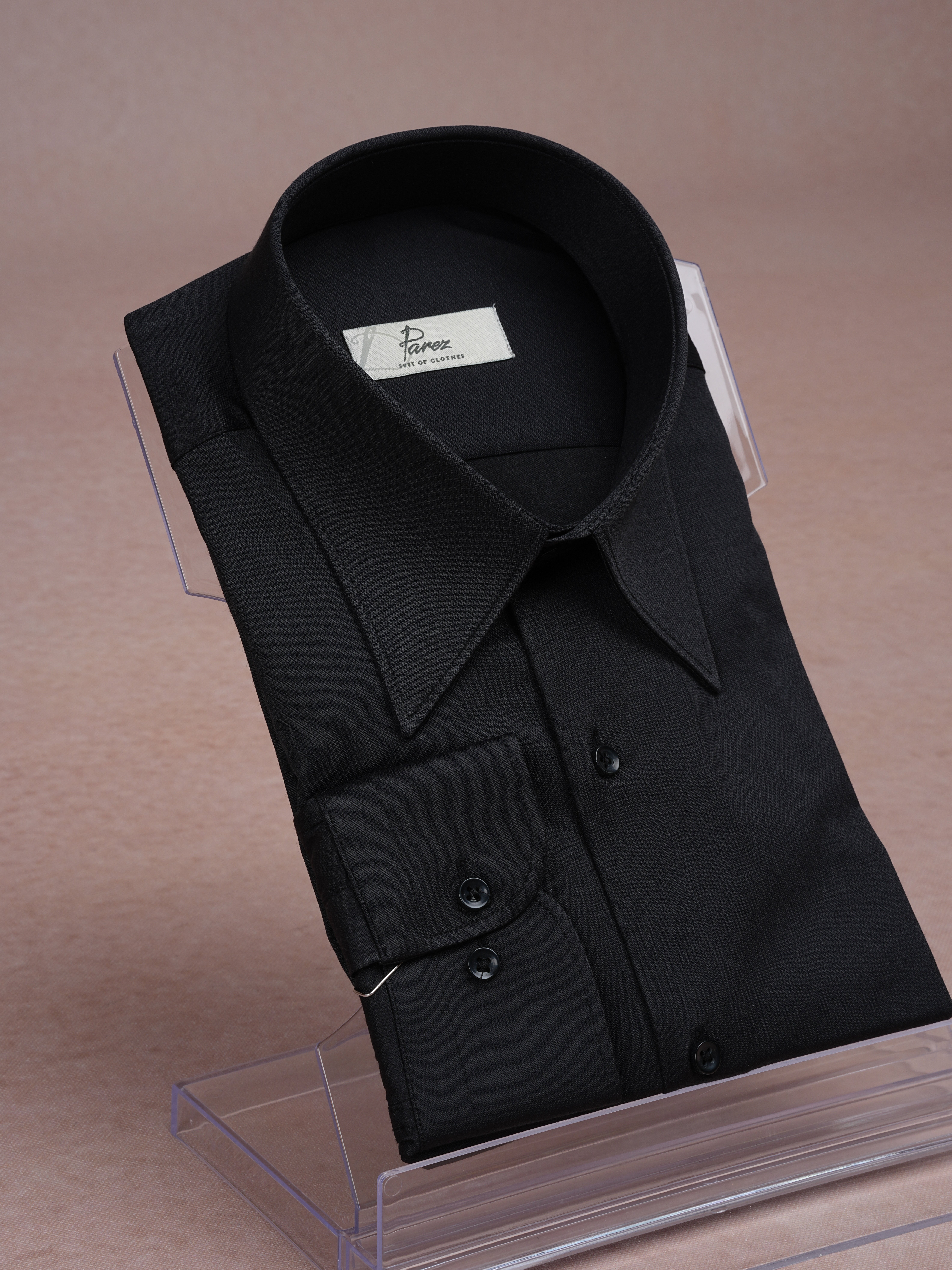 Premium Italian Style Slim Fit Pointed Collar Mens Shirt - Black