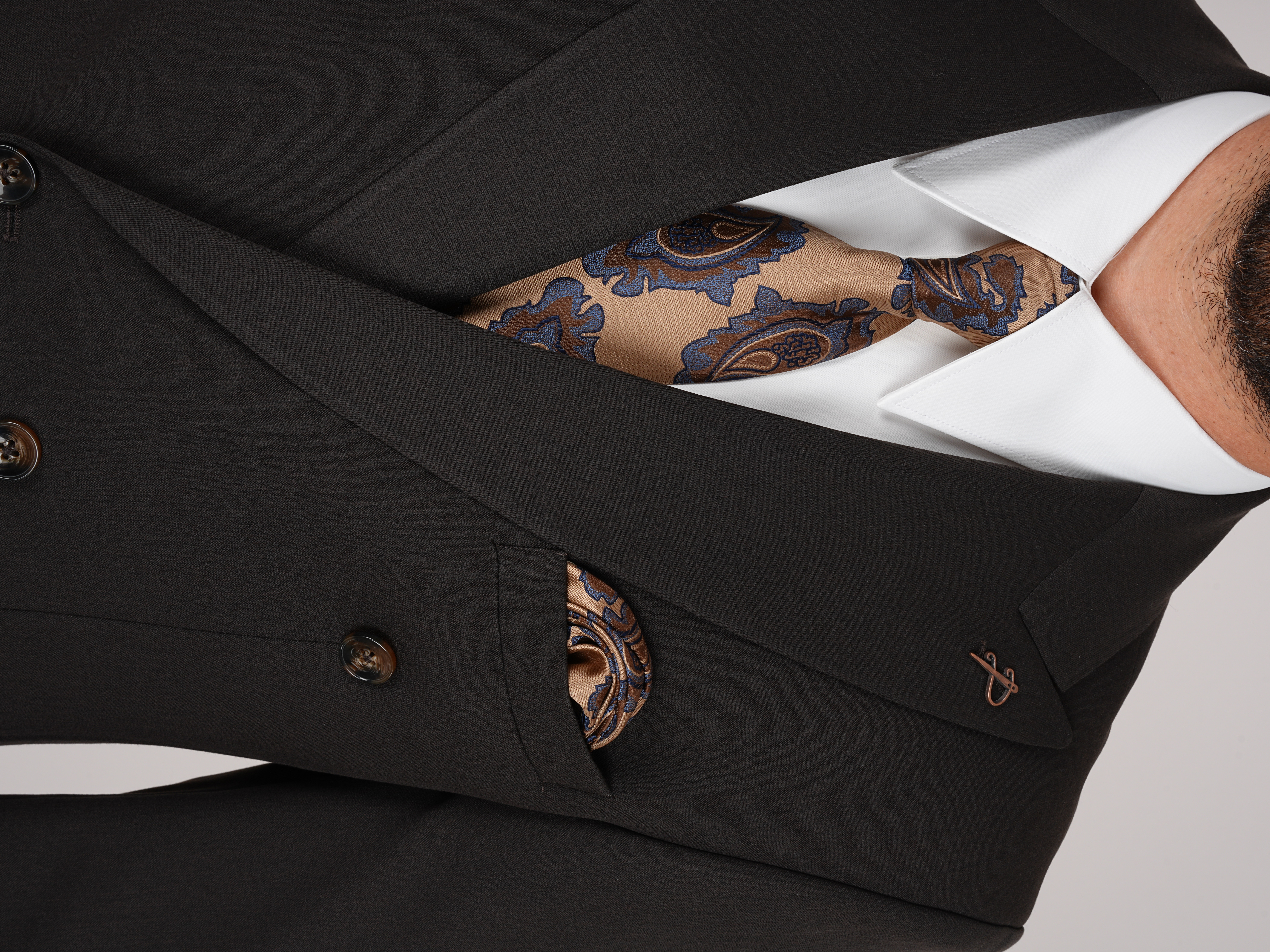 Erkek Kruvaze Takım Elbise Slim Fit İtalyan Stil Ceket Pantolon - Acı Kahve