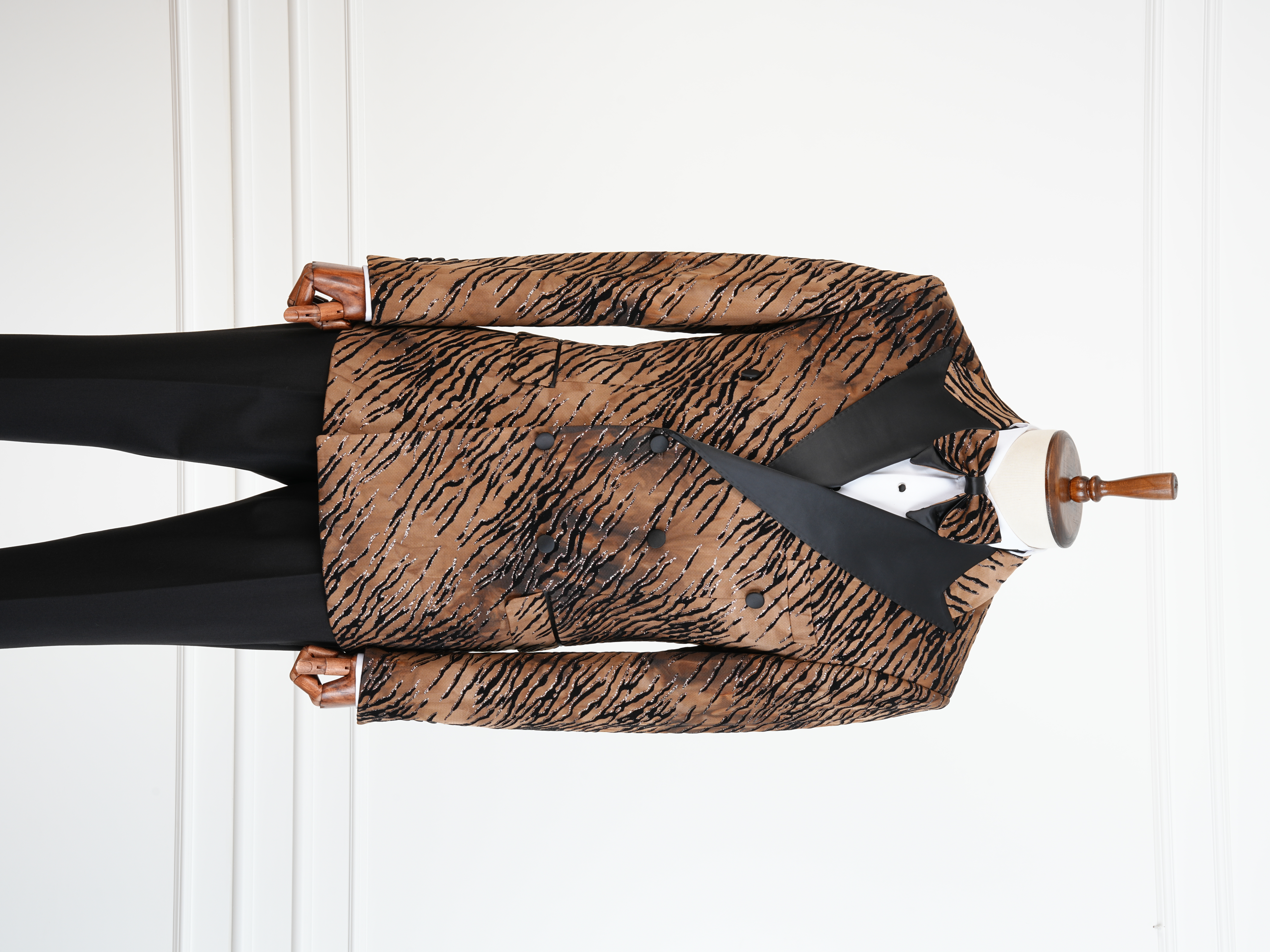 Mens Slim Fit Italian Style Patterned Groom Tuxedo - Brown