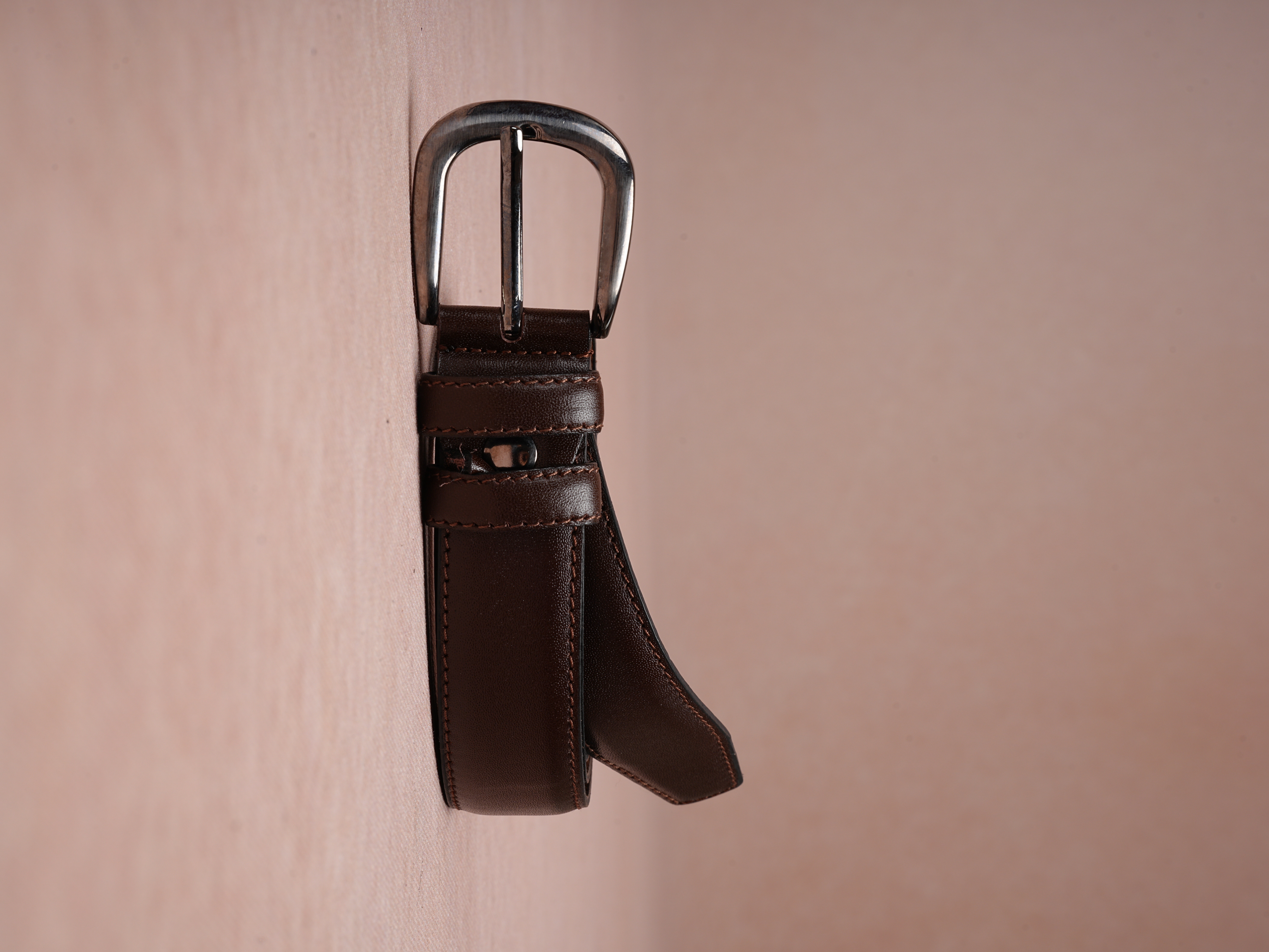 Erkek %100 Hakiki Deri Antik Nikel Tokalı İnce Kemer 3 Cm - Kahve