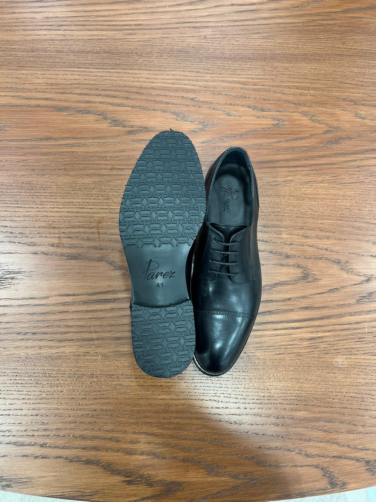 Erkek Premium Deri Dana İç Astar Özel Hafif Eva Taban Bağcıklı Ayakkabı - Siyah