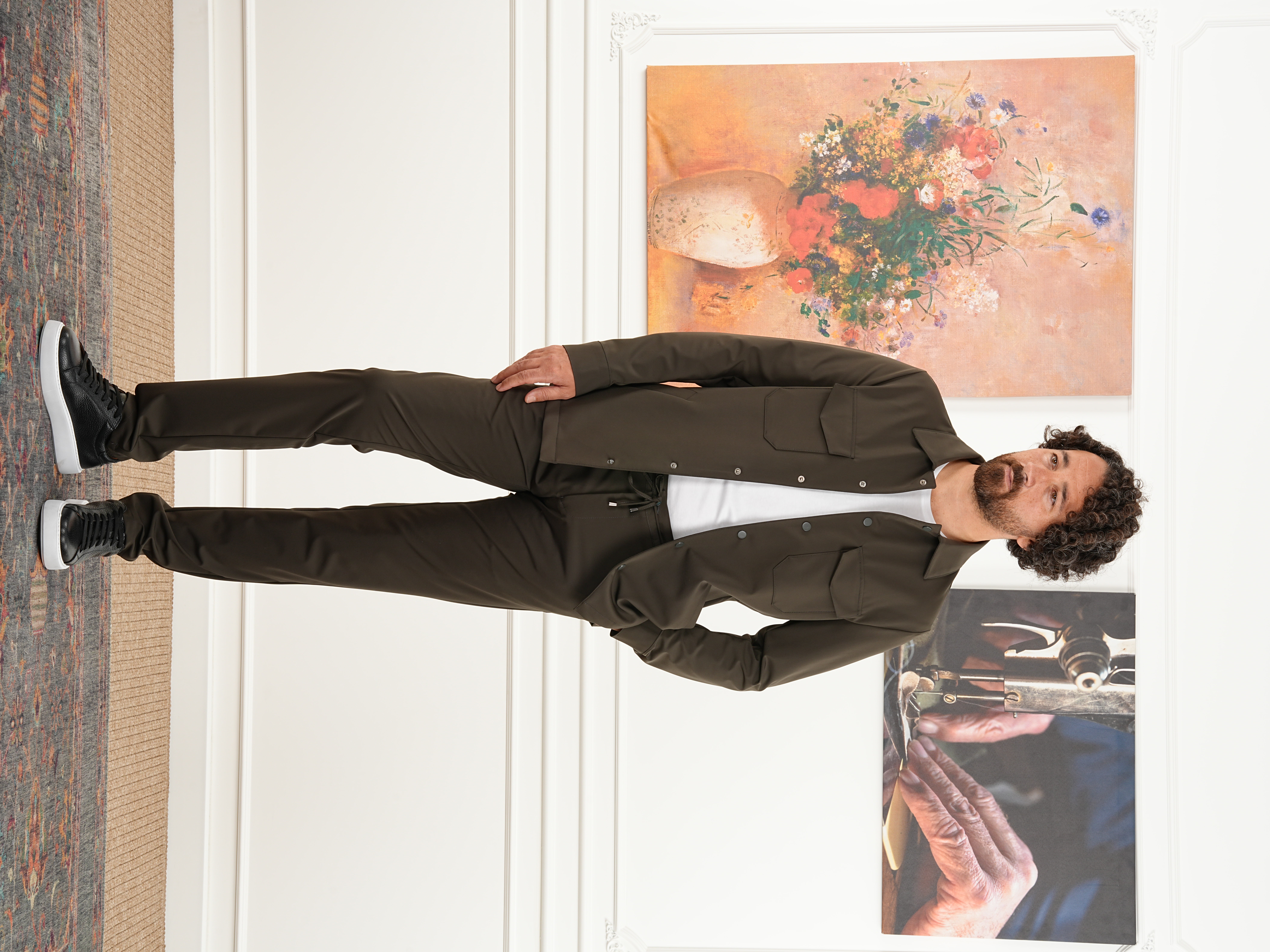 Erkek Slim Fit İtalyan Stil Safari Takım Ceket Pantolon - Haki