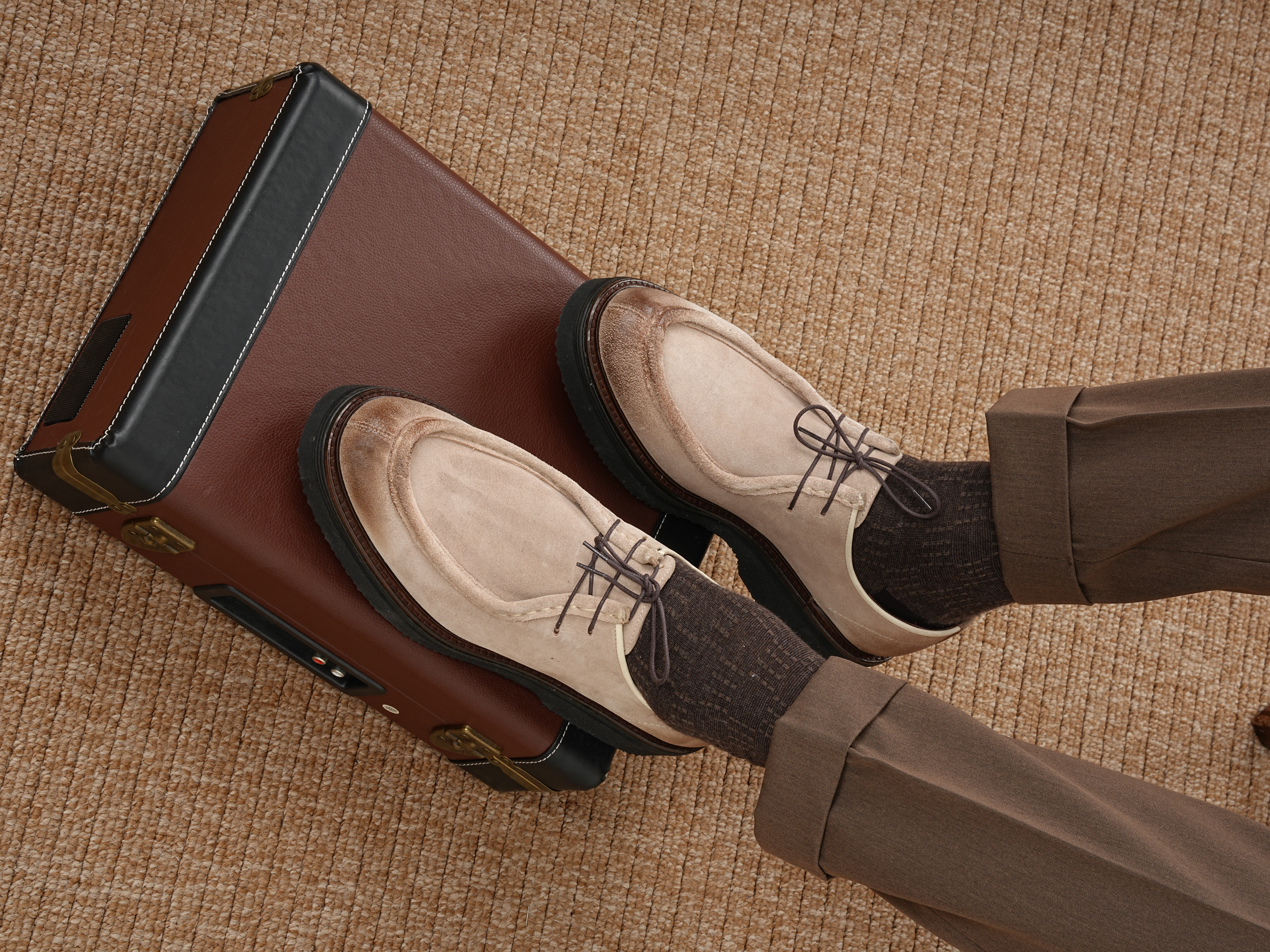 Erkek Premium Süet Deri İç Astar Dana Deri Eva Taban Ayakkabı - Bej