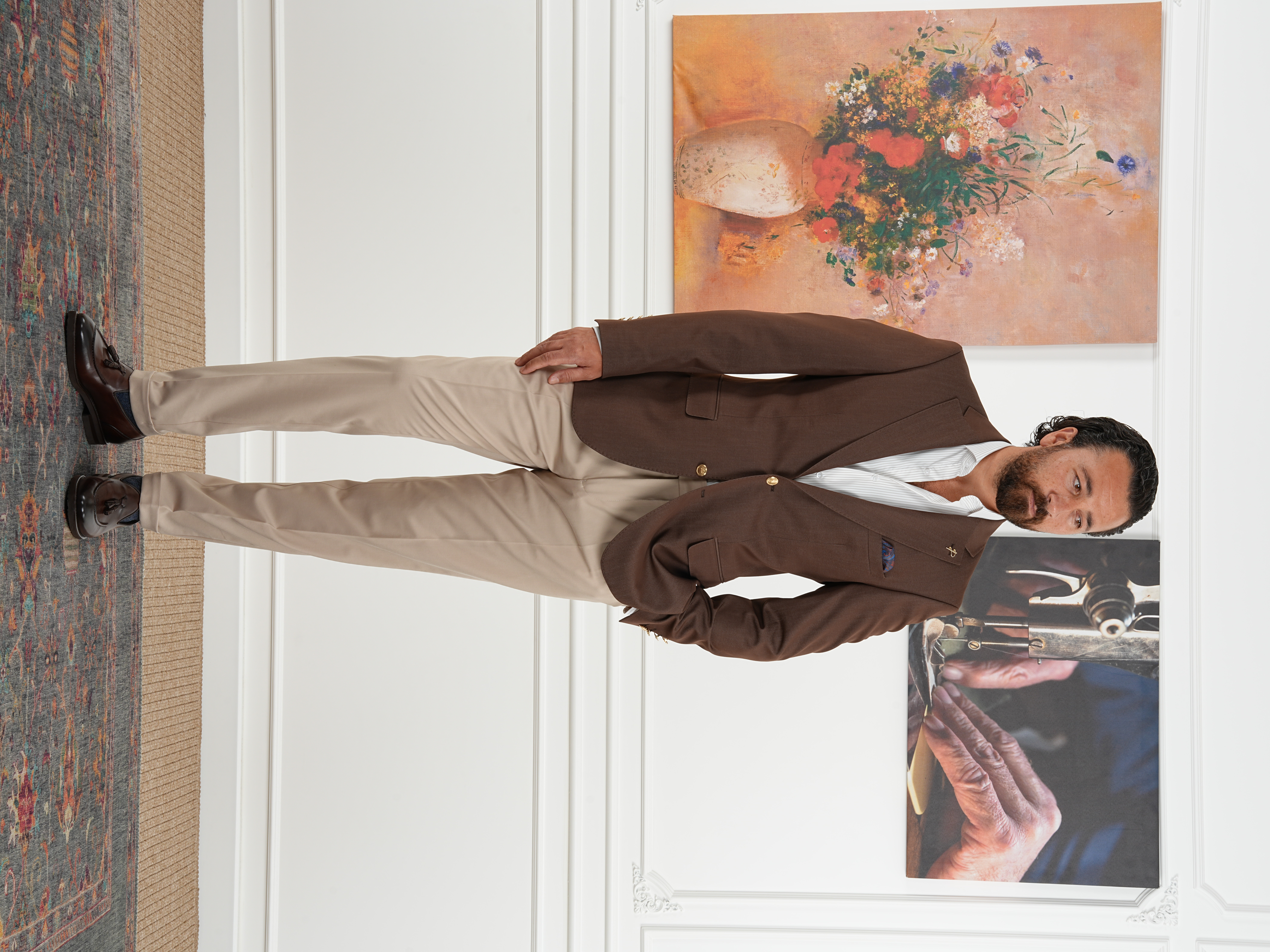 Premium İtalyan Stil Slim Fit Erkek Punto Dikişli Yarım Astarlı Ceket - Kahve