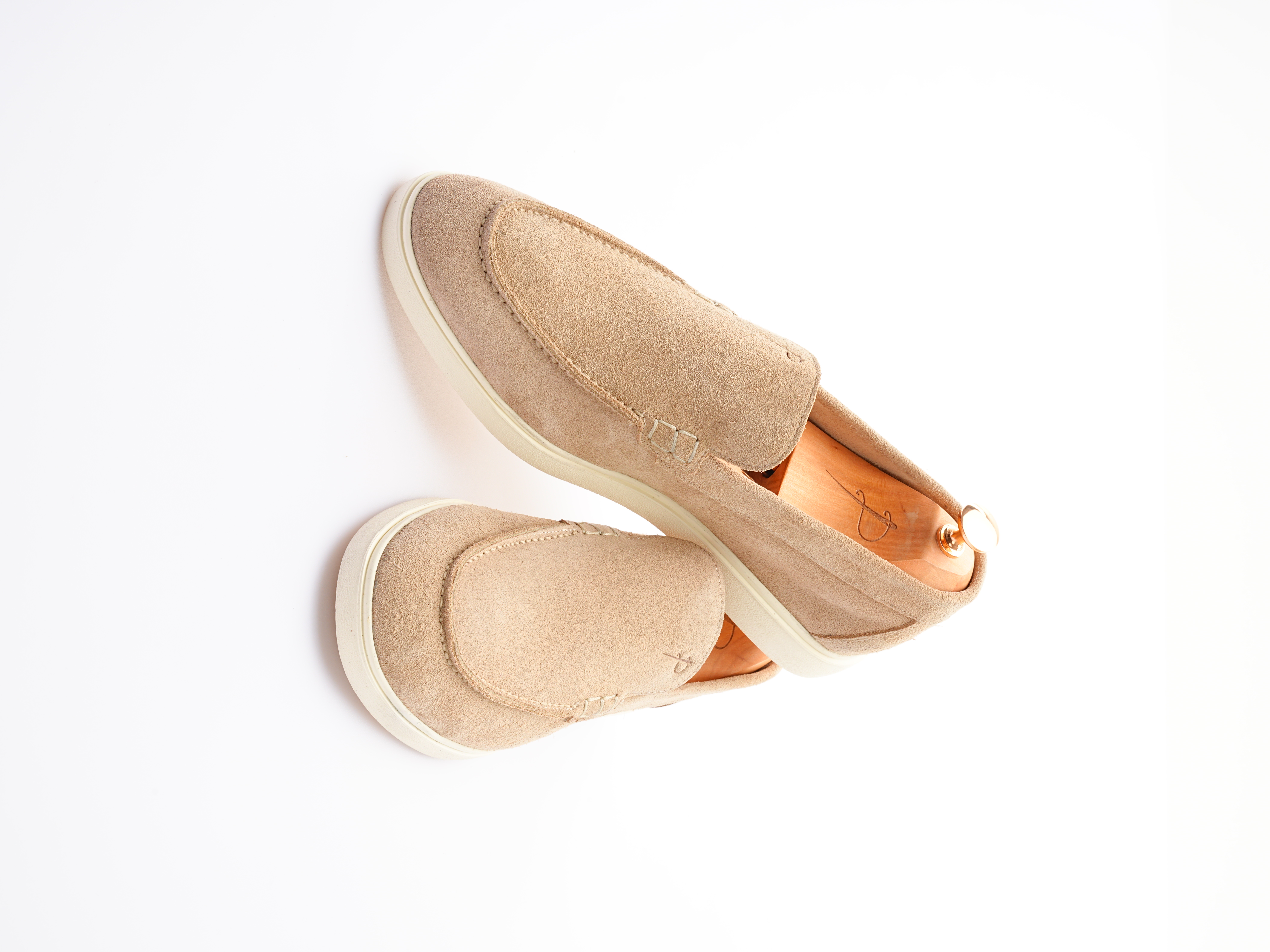 Erkek Premium Süet Hazır Eva Dana İç Astar Ayakkabı - Krem