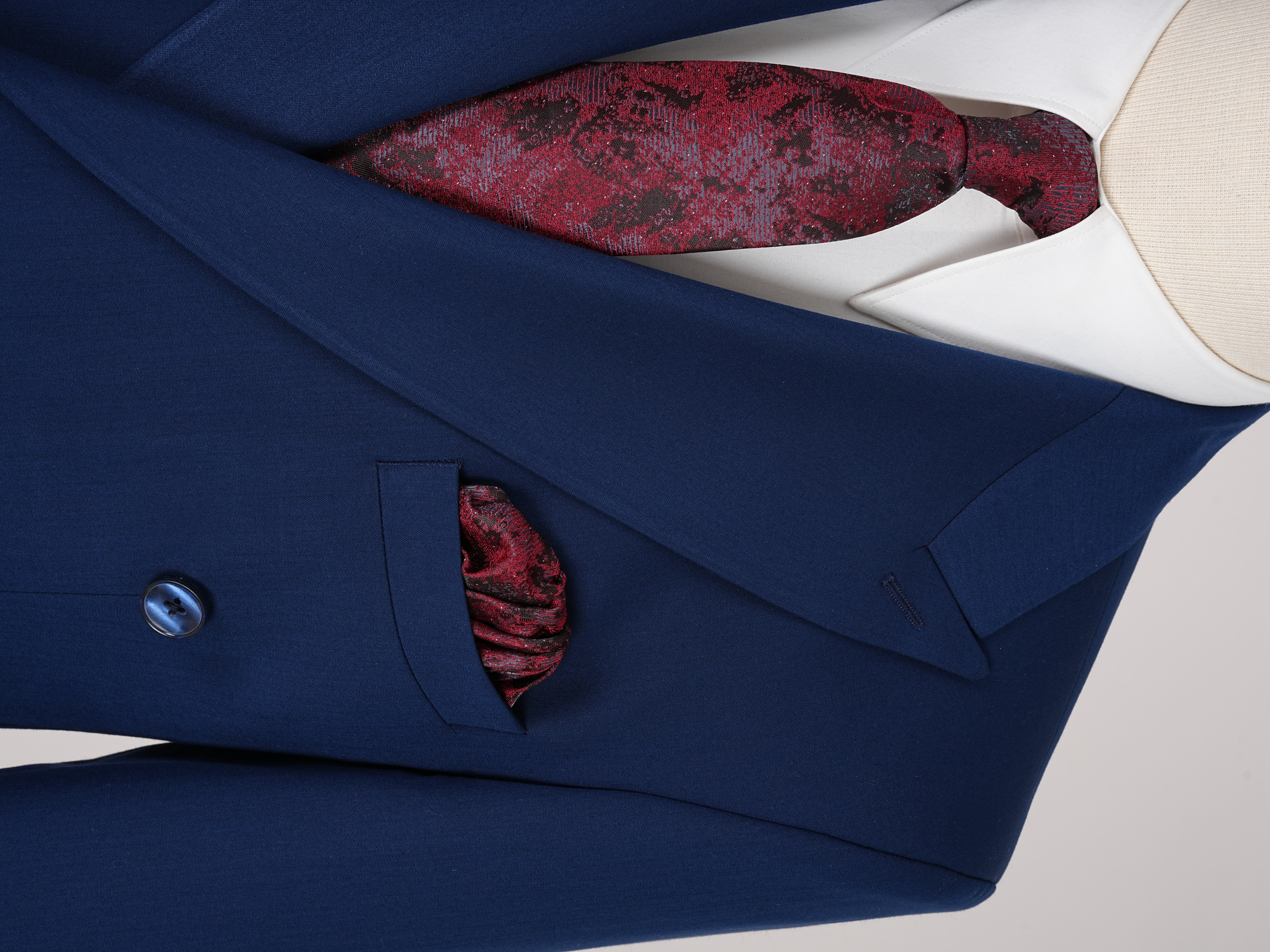 Premium Mens Double-Breasted italian Slim-Fit Suit Jacket & Trousers - Navy