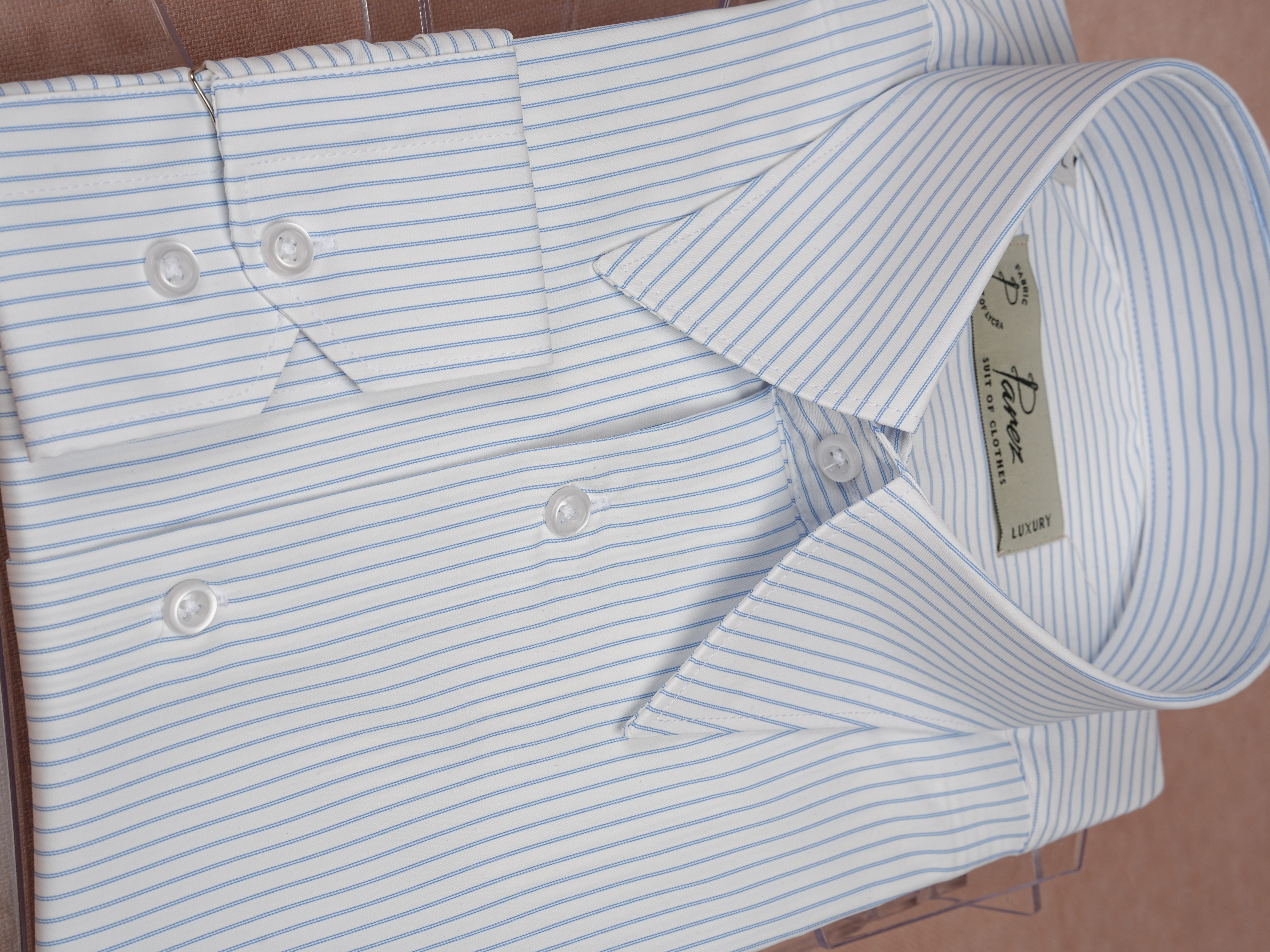 Premium İtalyan Stil Slim Fit Çizgili Sivri Yaka Erkek Gömlek - Mavi
