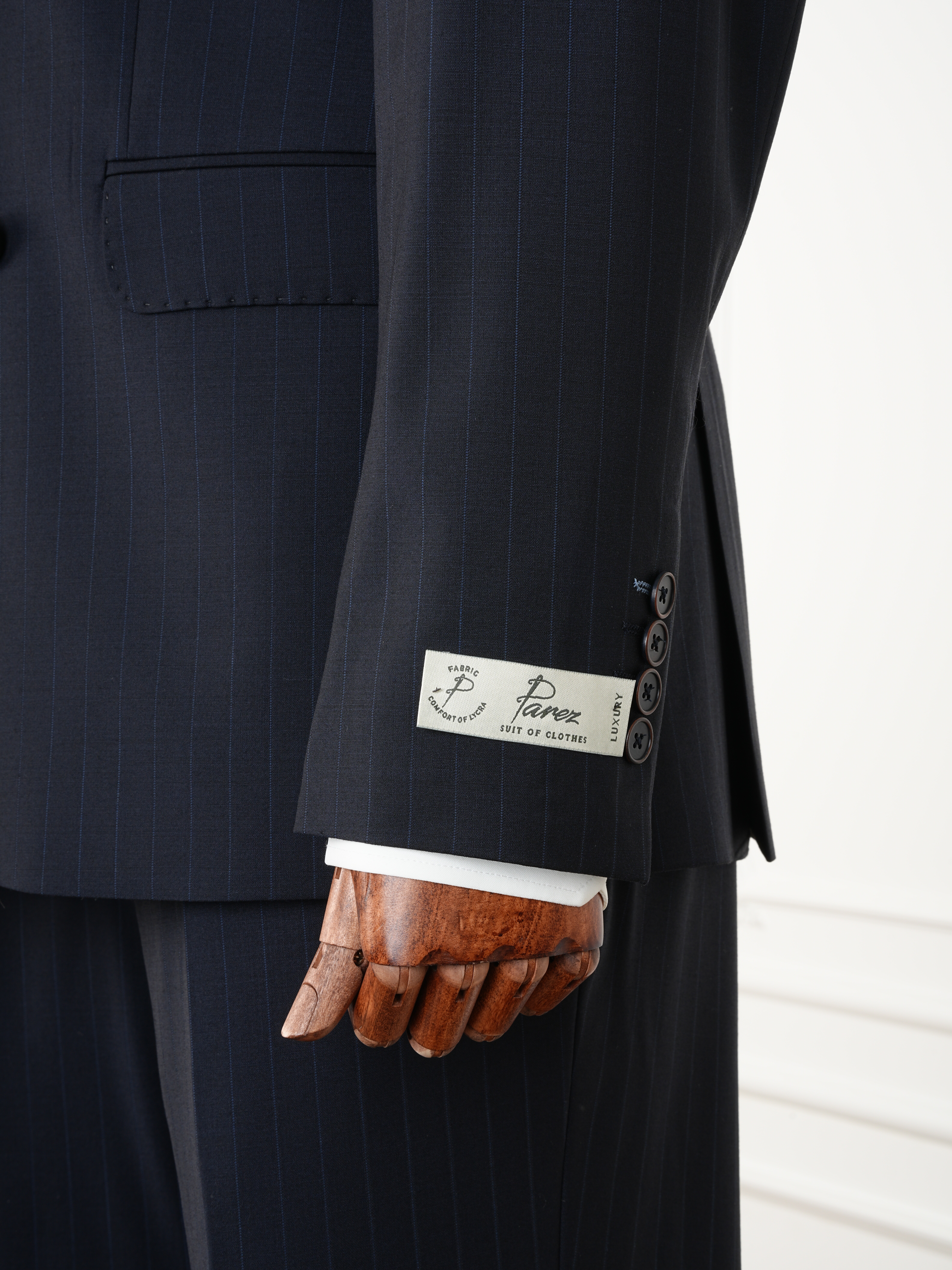 Premium Yünlü Erkek Kruvaze Takım Elbise Slim Fit İtalyan Stil Ceket Pantolon - Koyu Lacivert