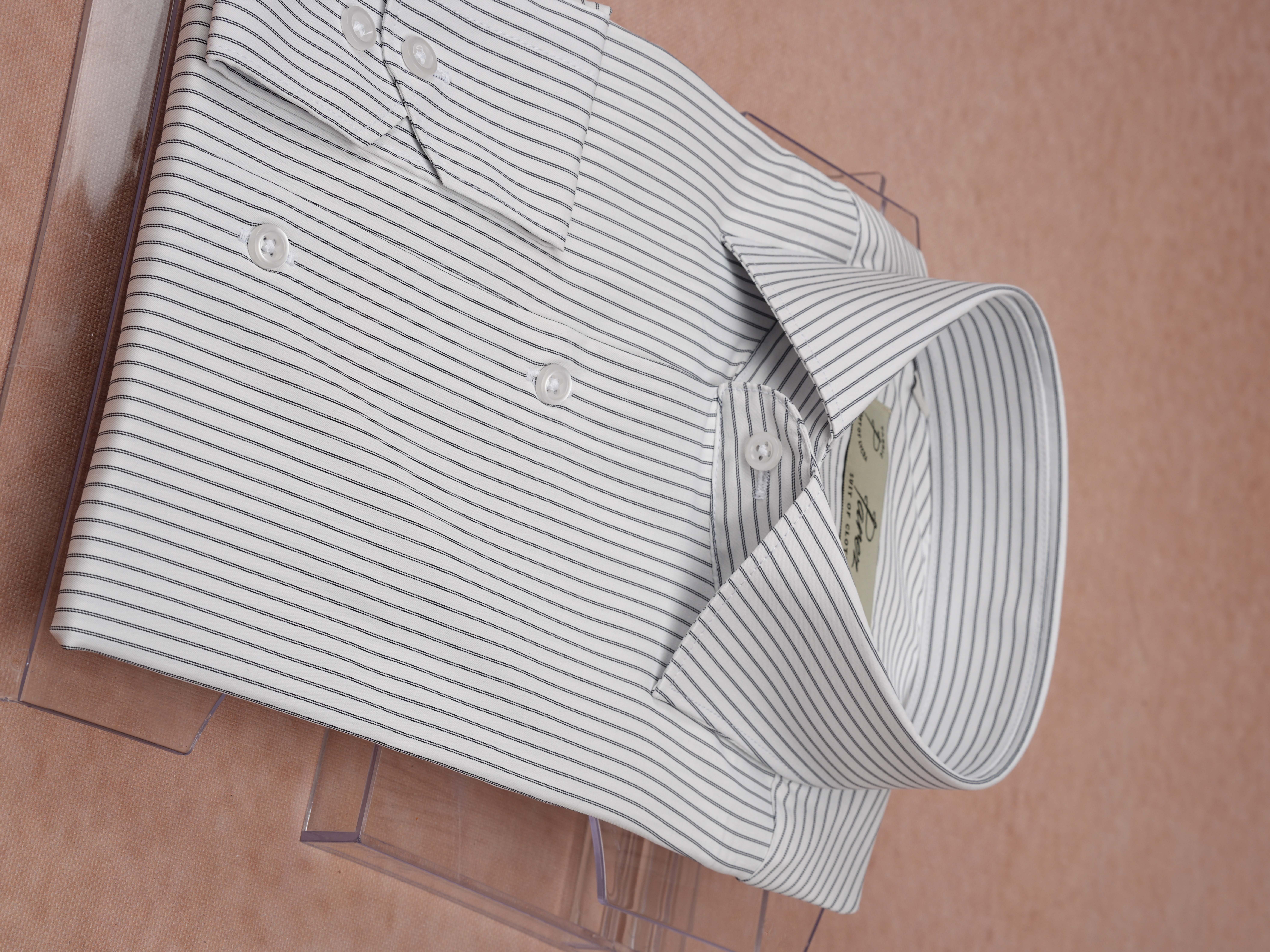 Premium İtalyan Yaka Slim Fit Çizgili Erkek Gömlek - Siyah