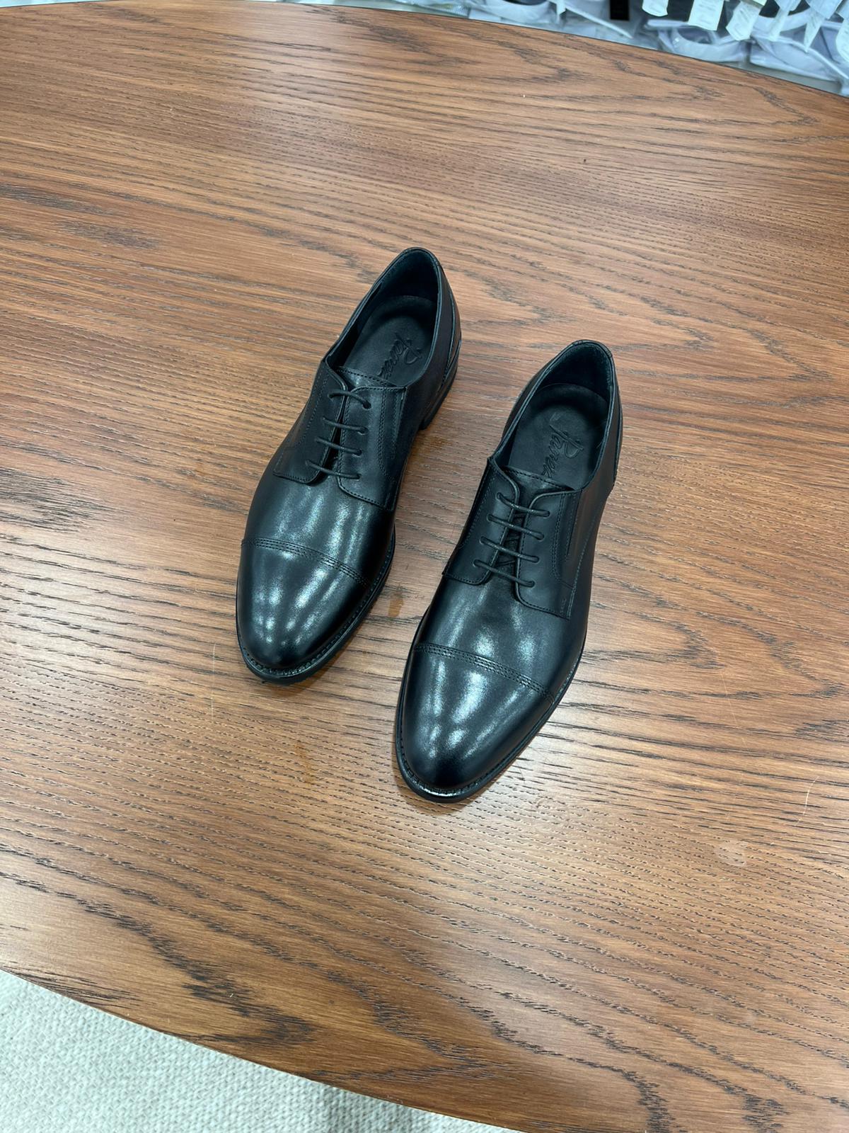 Erkek Premium Deri Dana İç Astar Özel Hafif Eva Taban Bağcıklı Ayakkabı - Siyah