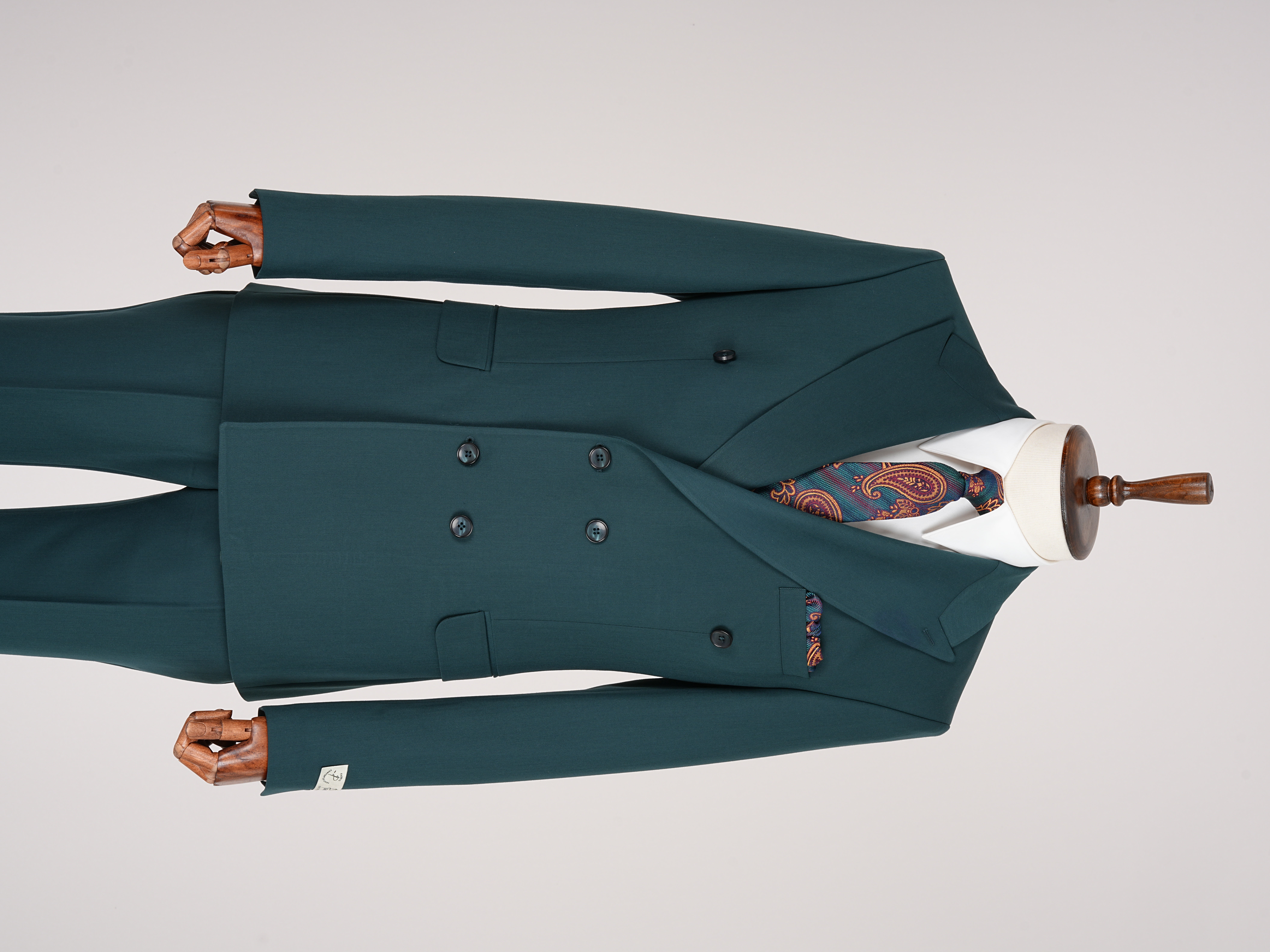 Premium Mens Double-Breasted italian Slim-Fit Suit Jacket & Trousers - Green