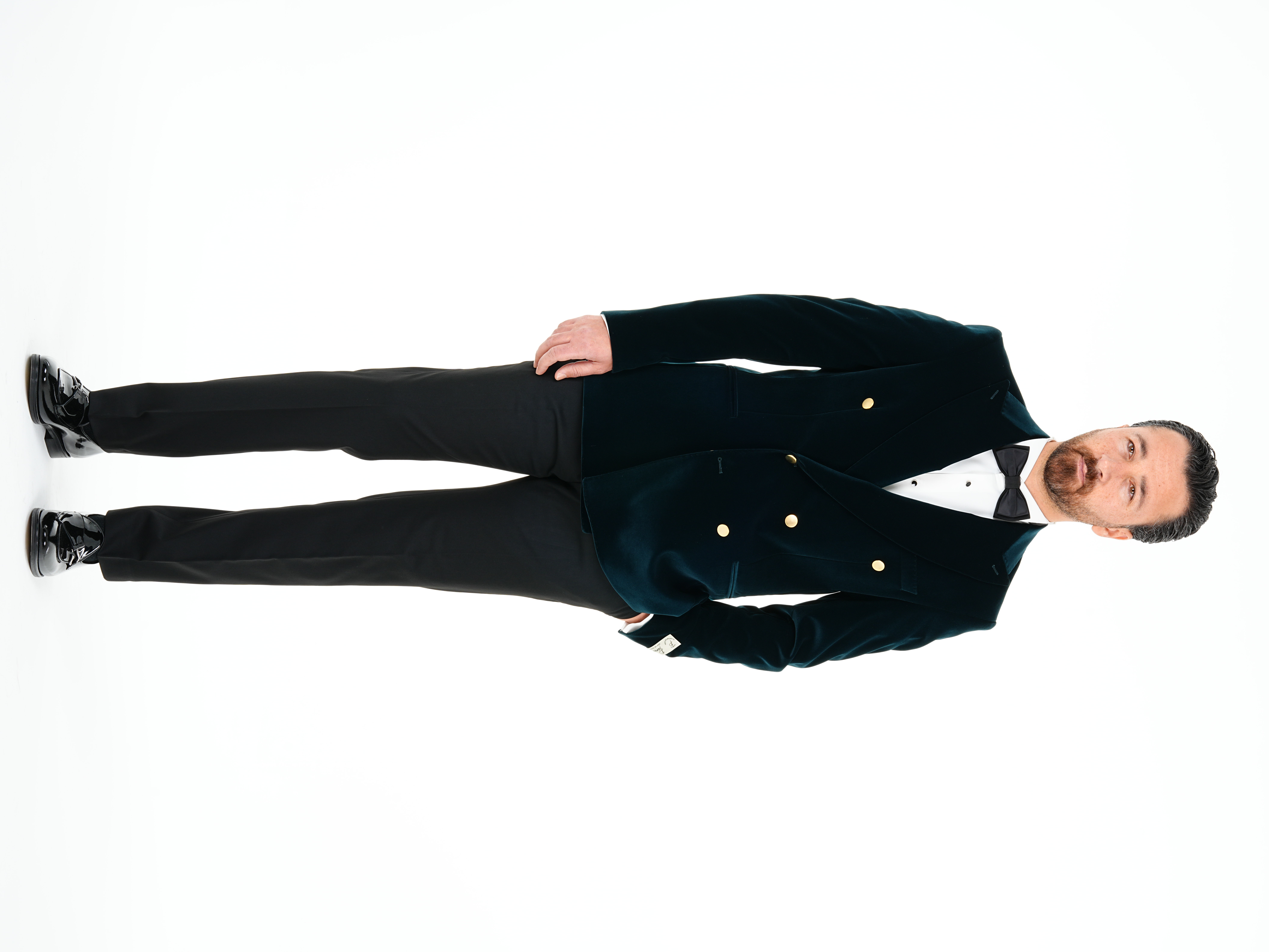 Premium Erkek Kadife Kruvaze Smokin Damatlık Gold Düğme Punto Dikişli Ceket Pantolon Papyon - Haki